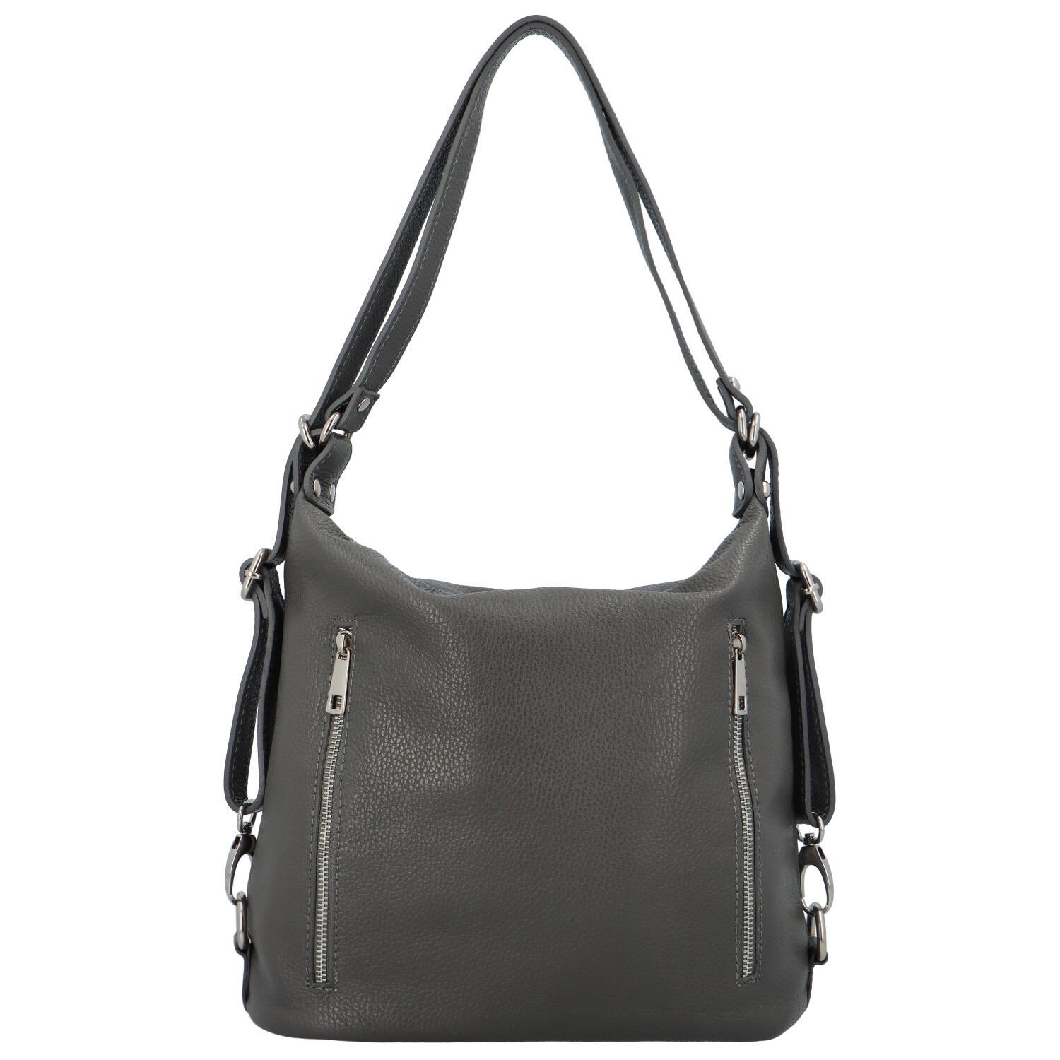 Dámská kožená kabelka batoh tmavě šedá - ItalY Nadine