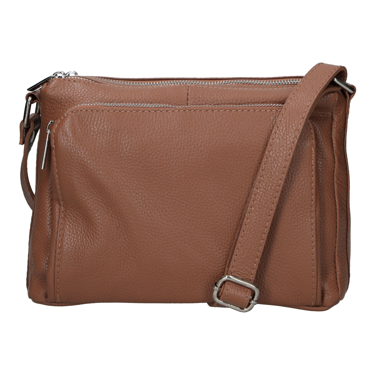 Dámská kožená crossbody kabelka hnědá - Delami Vera Pelle Bandit