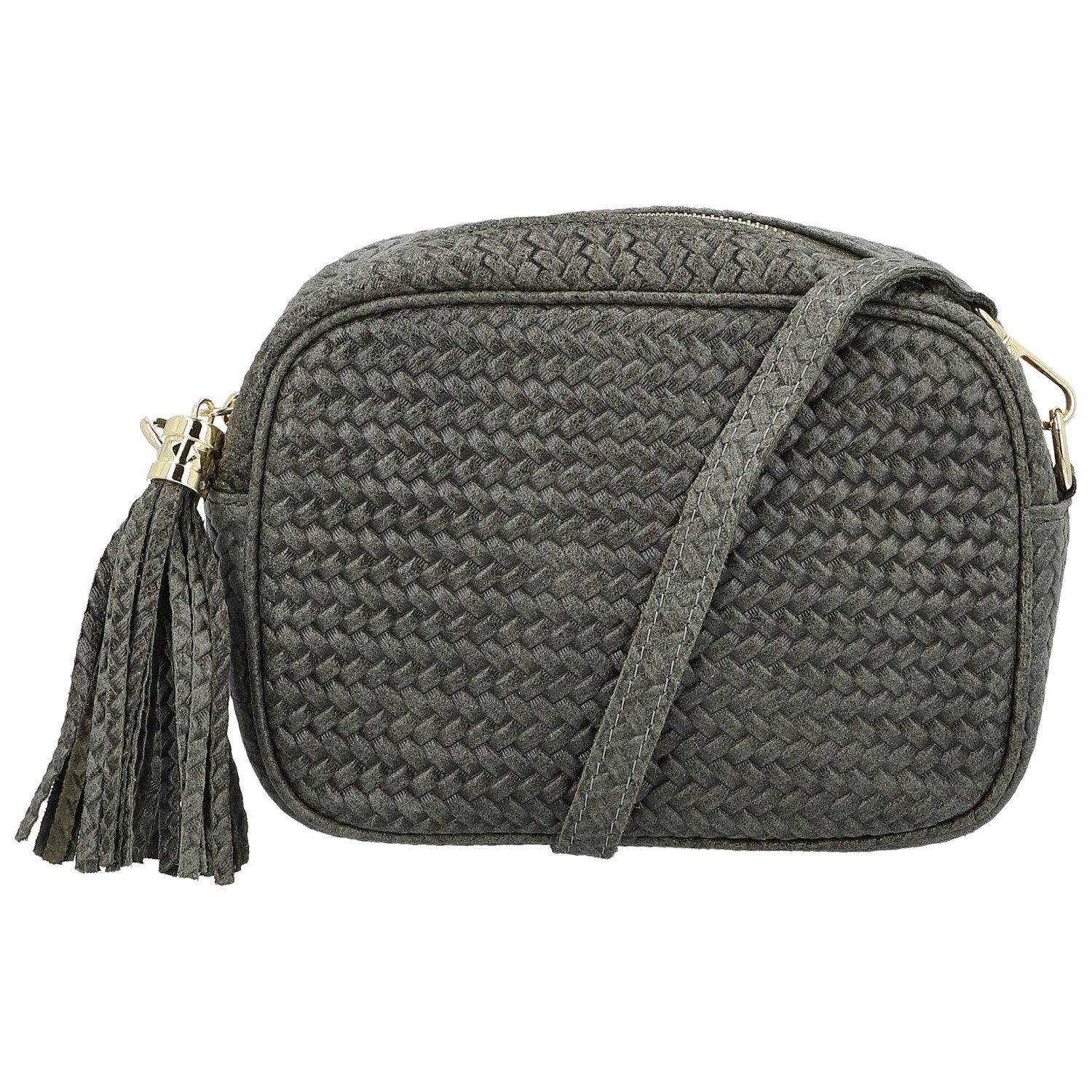 Dámská kožená crossbody kabelka šedá - Delami Vera Pelle Teresia