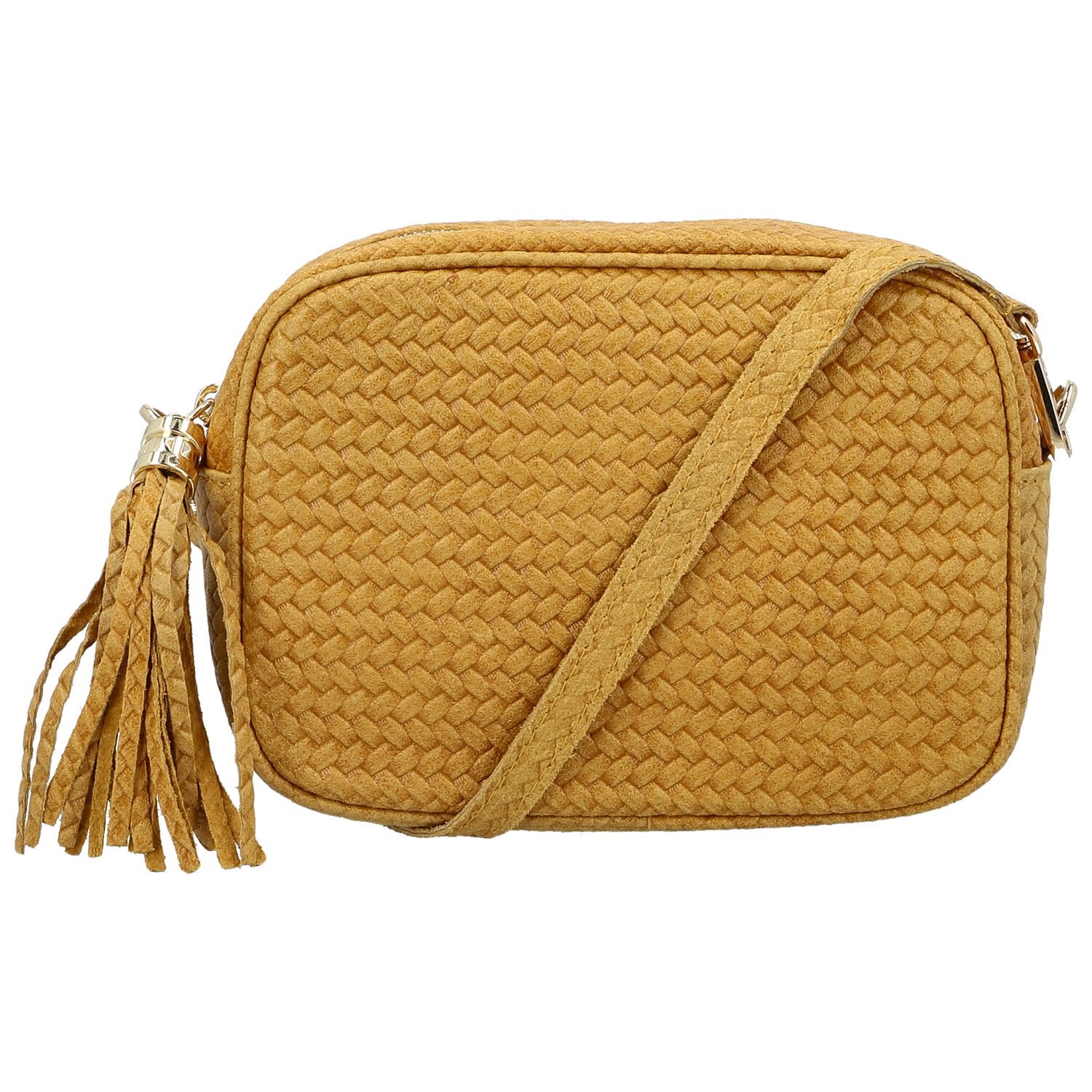 Dámská kožená crossbody kabelka žlutá - Delami Vera Pelle Teresia