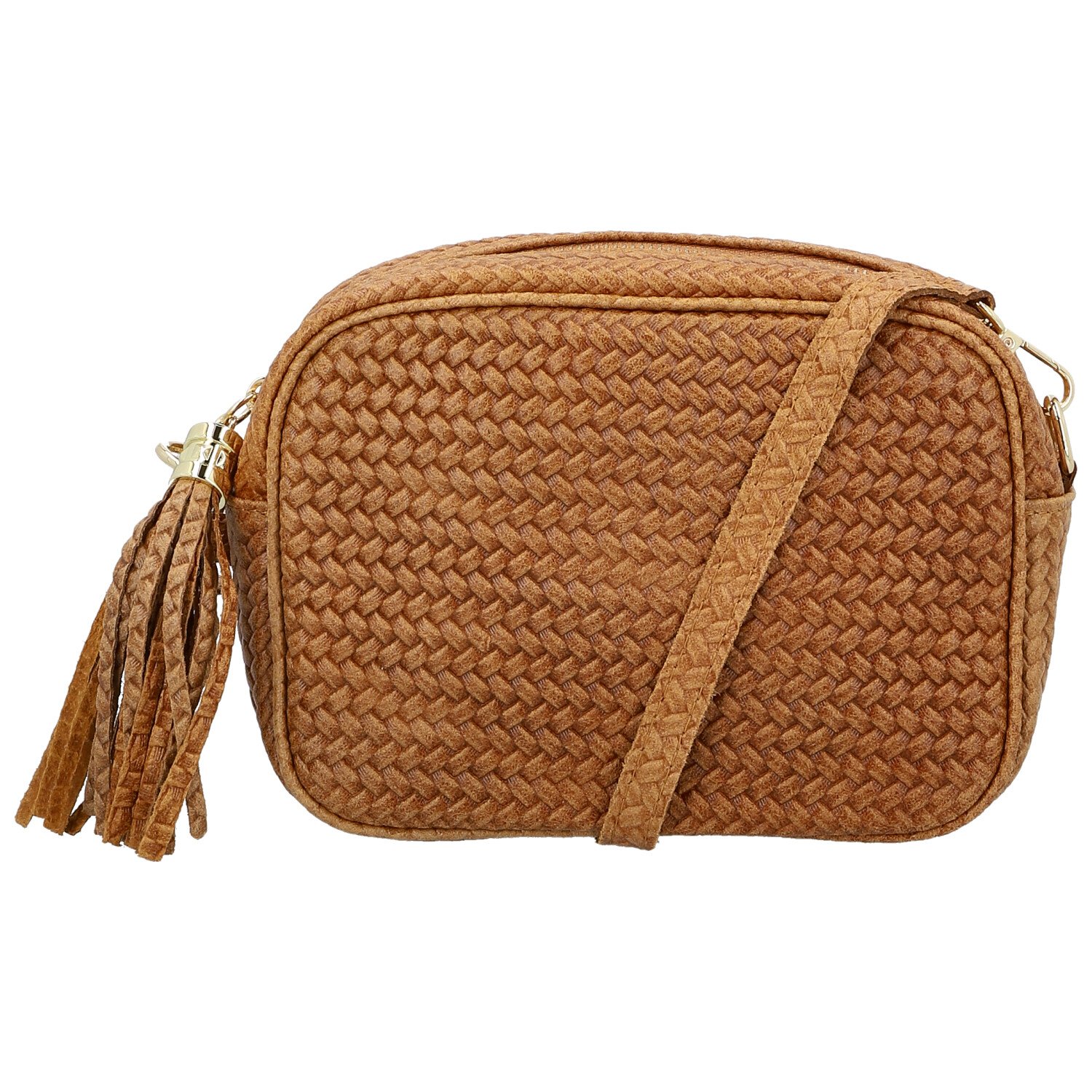 Dámská kožená crossbody kabelka koňaková - Delami Vera Pelle Teresia