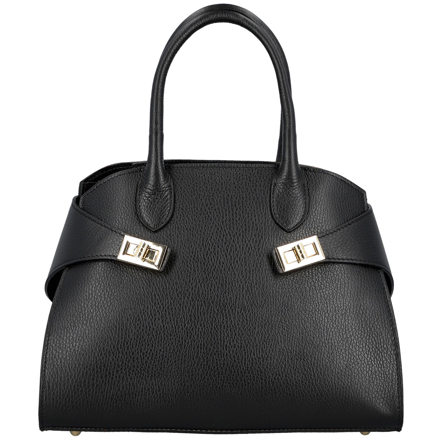 Dámská kožená kabelka do ruky černá - Delami Vera Pelle Seia