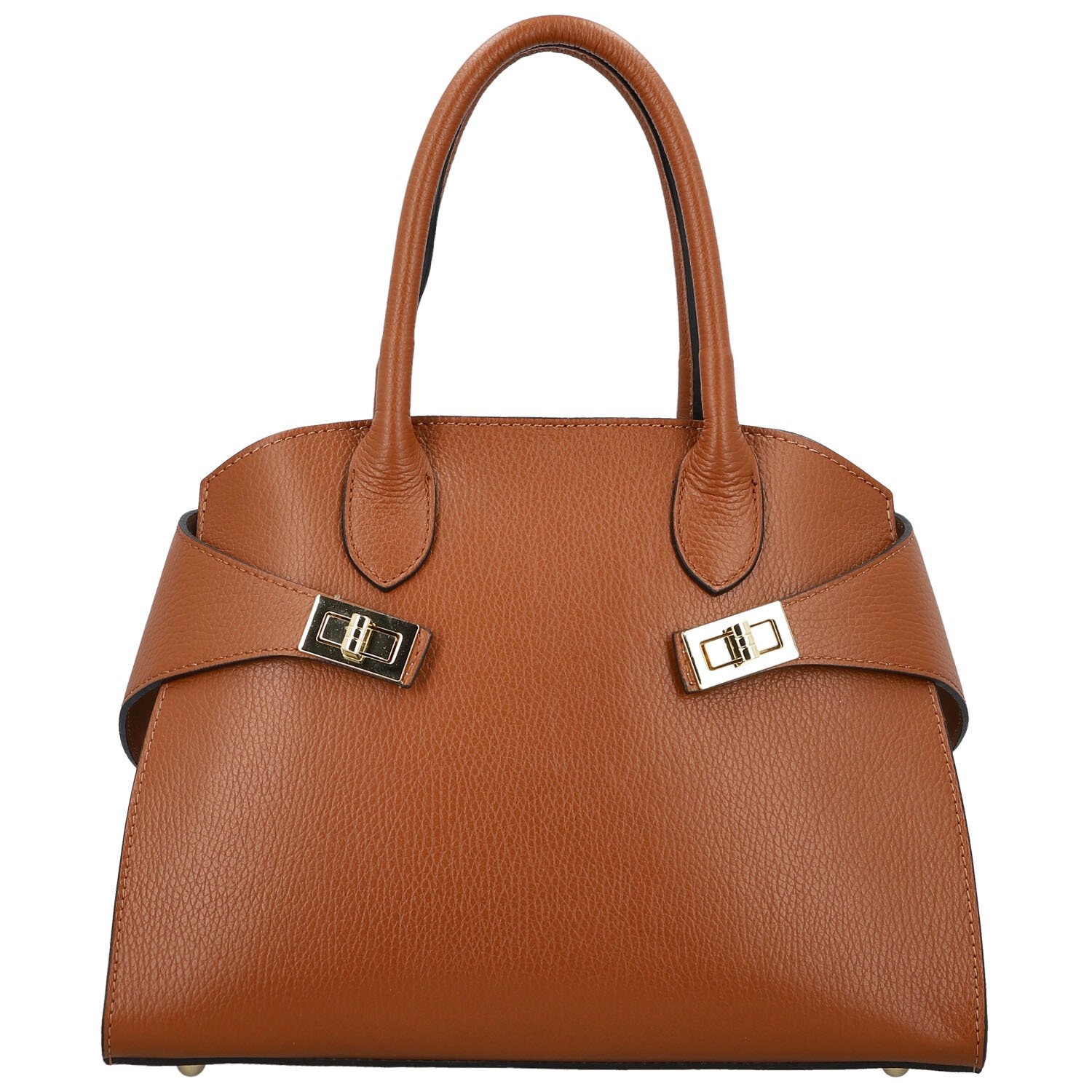 Dámská kožená kabelka do ruky koňaková - Delami Vera Pelle Seia