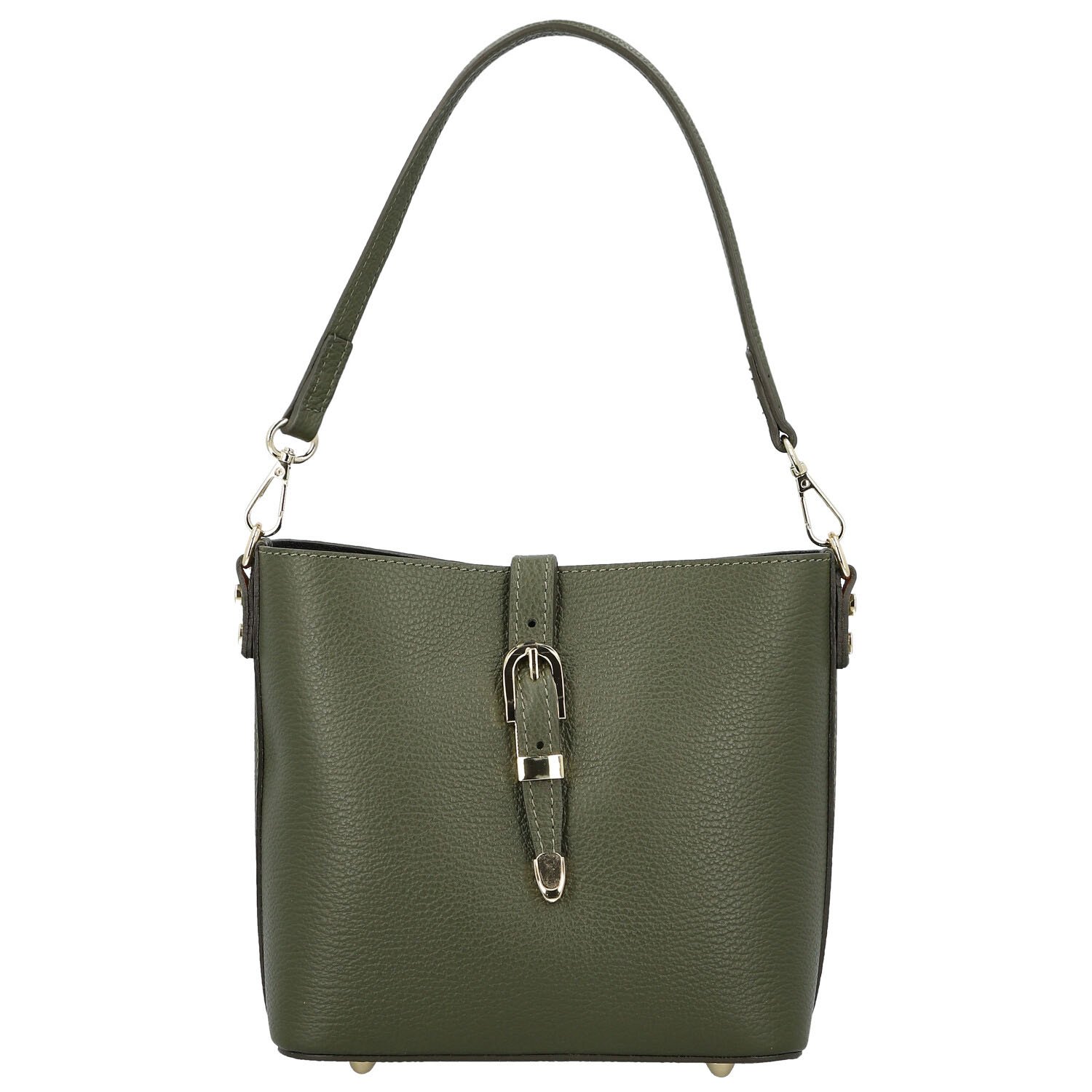 Dámská kožená kabelka na rameno tmavě zelená - Delami Vera Pelle Antoanet