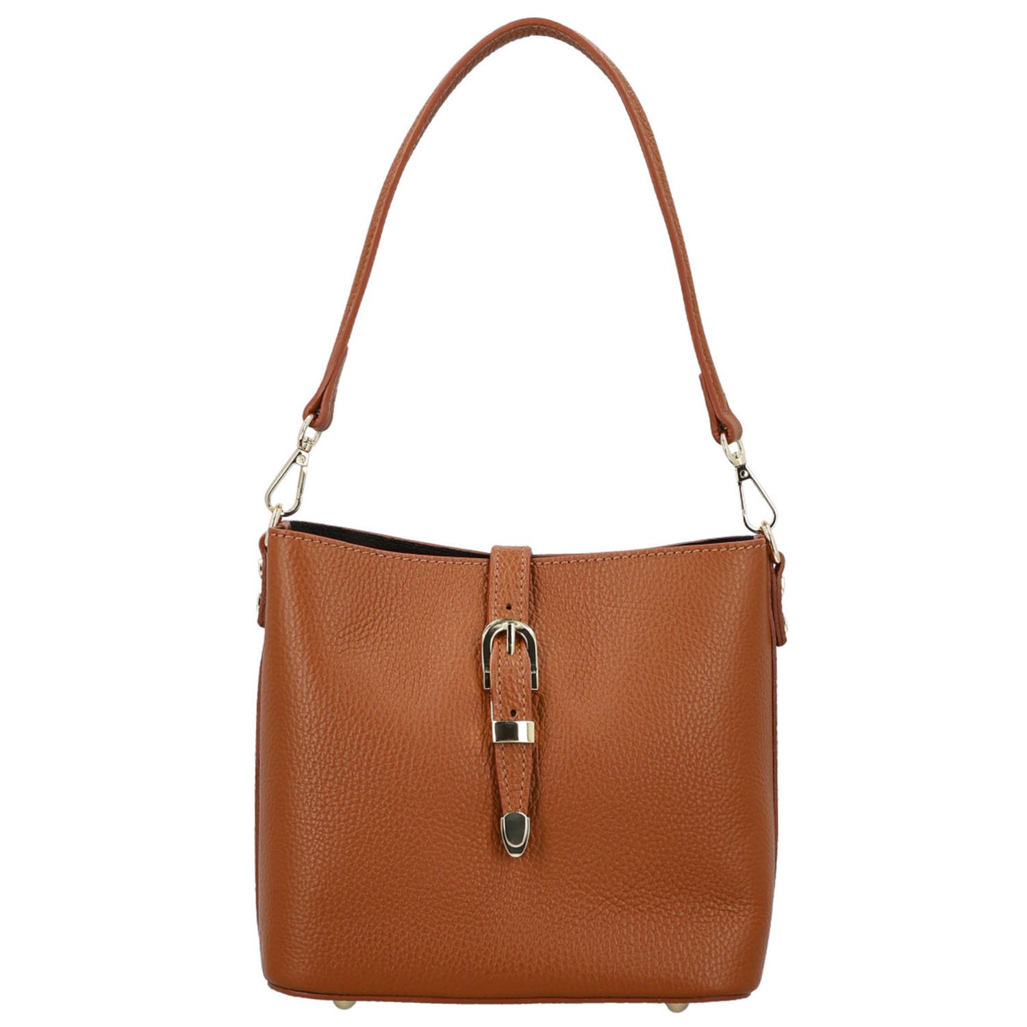 Dámská kožená kabelka na rameno koňaková - Delami Vera Pelle Antoanet