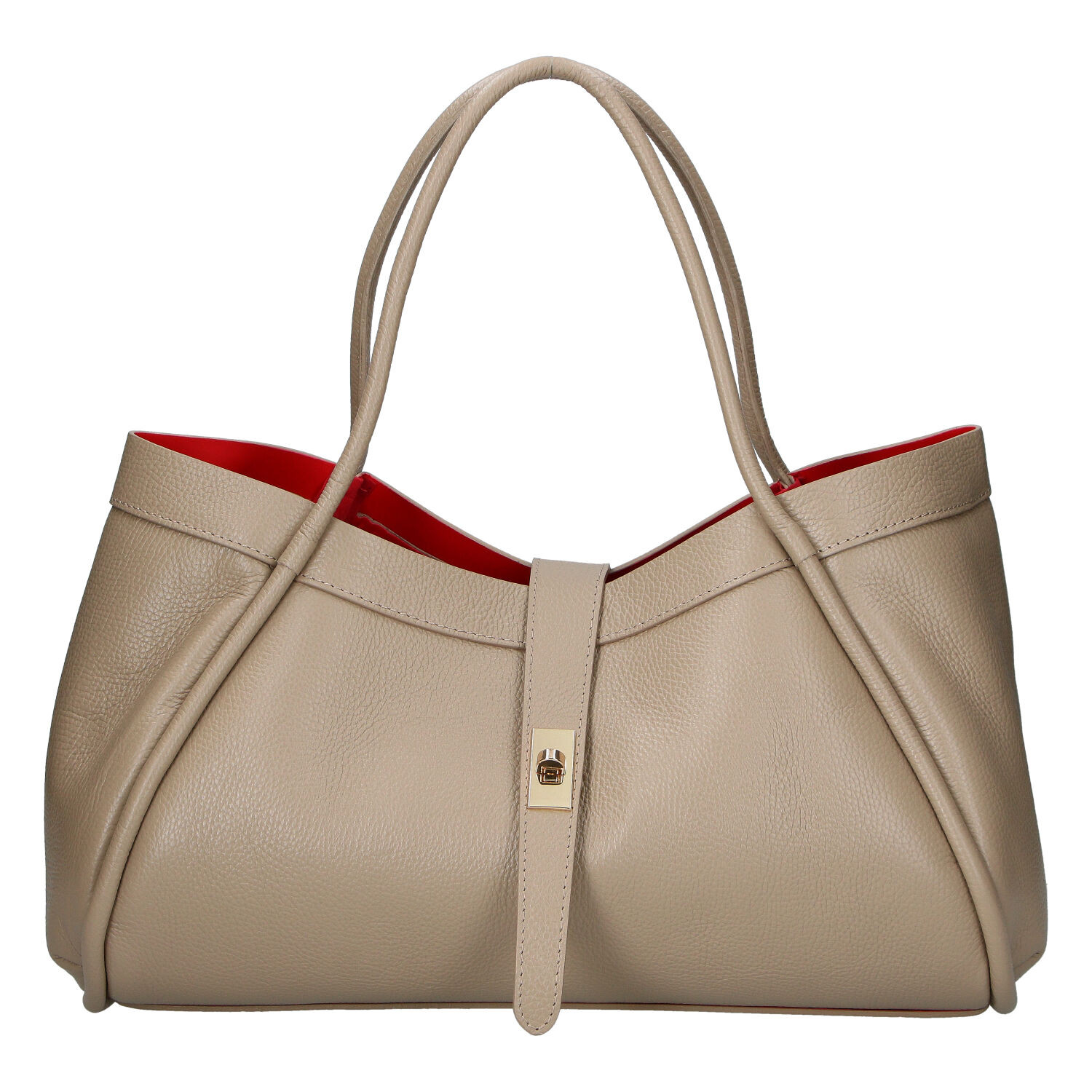 Dámská kožená kabelka do ruky béžová - Delami Vera Pelle Sabel