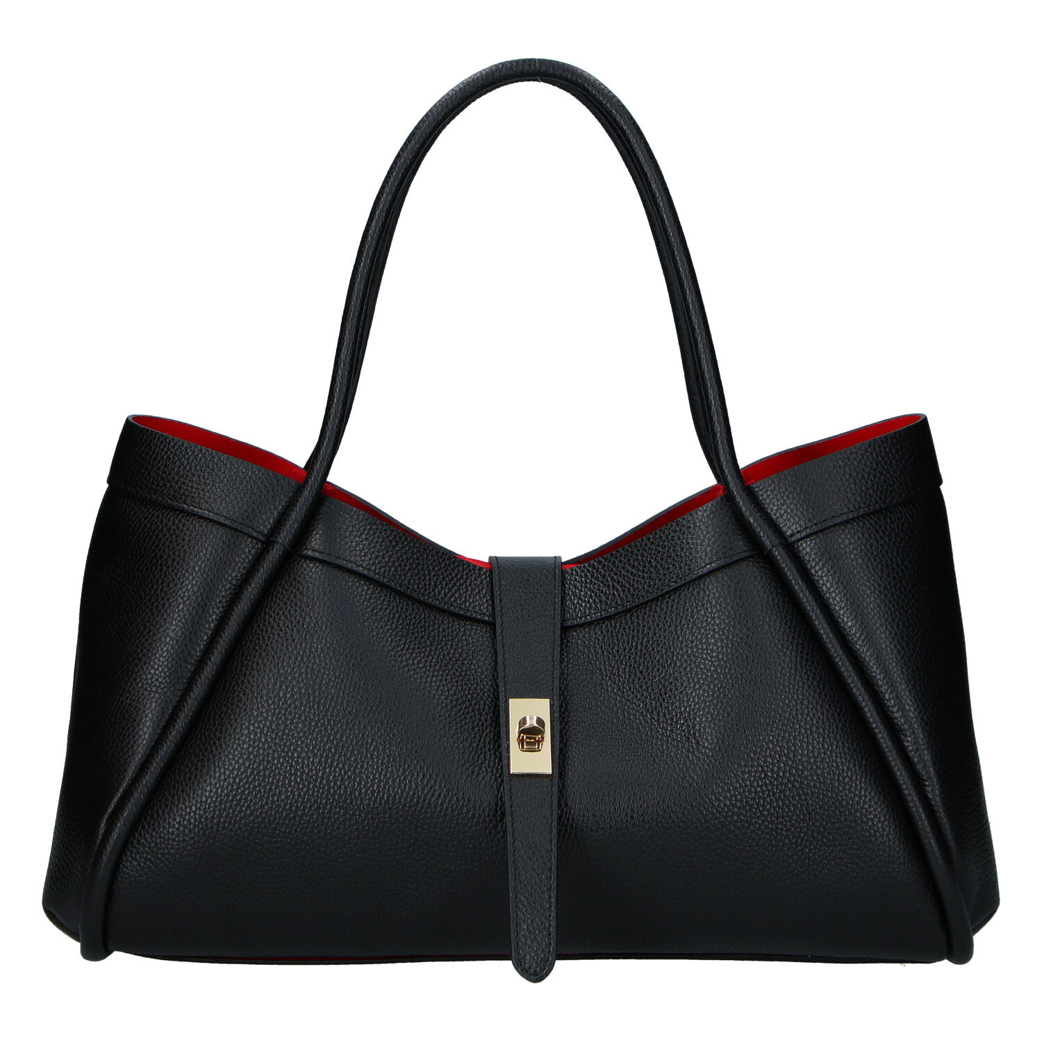 Dámská kožená kabelka do ruky černá - Delami Vera Pelle Sabel