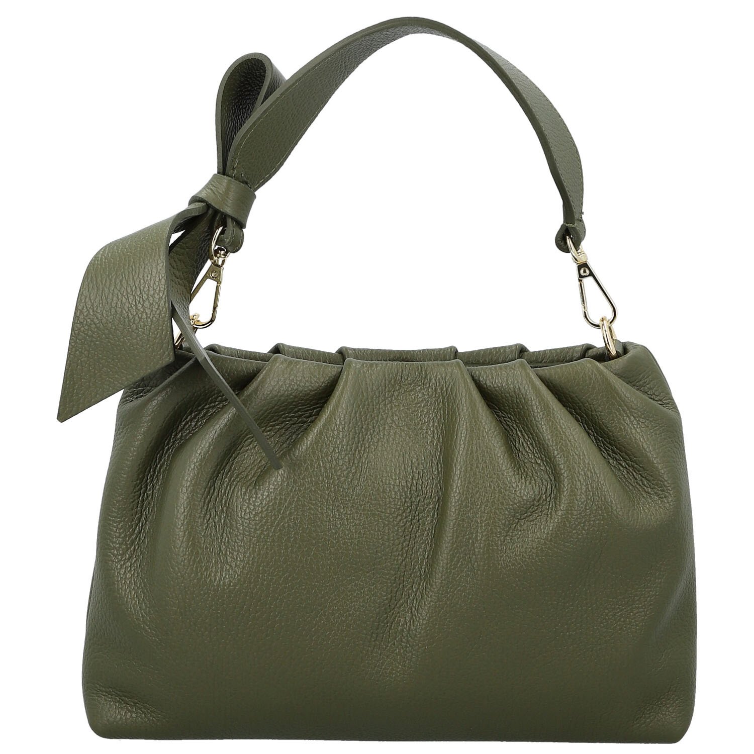 Dámská kožená kabelka do ruky tmavě zelená - Delami Vera Pelle Elena