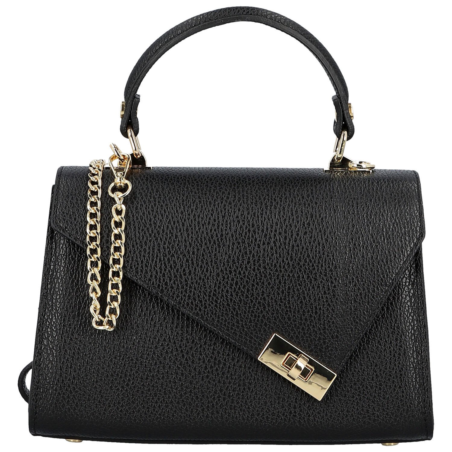 Dámská kožená kabelka do ruky černá - Delami Vera Pelle Melania