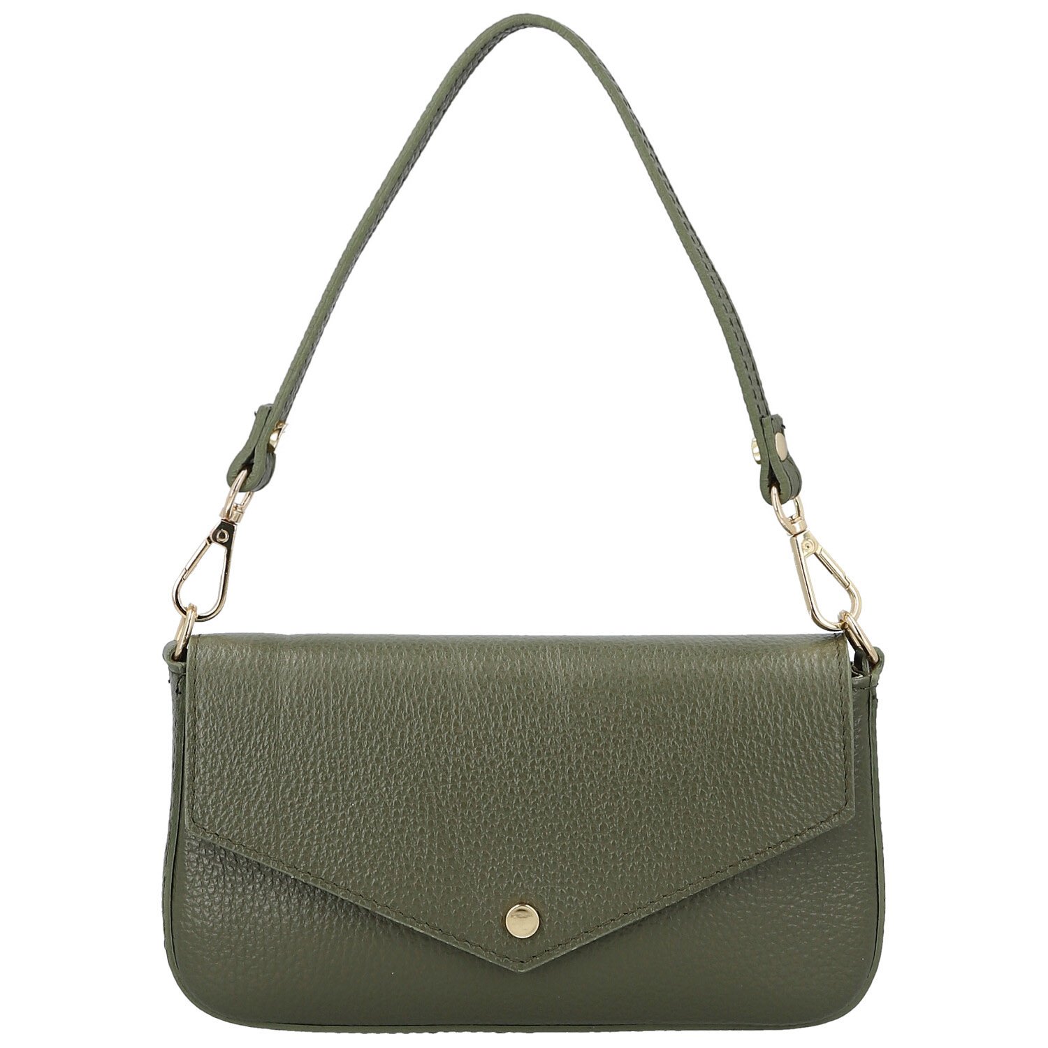 Dámská kožená kabelka na rameno tmavě zelená - Delami Vera Pelle Aksely