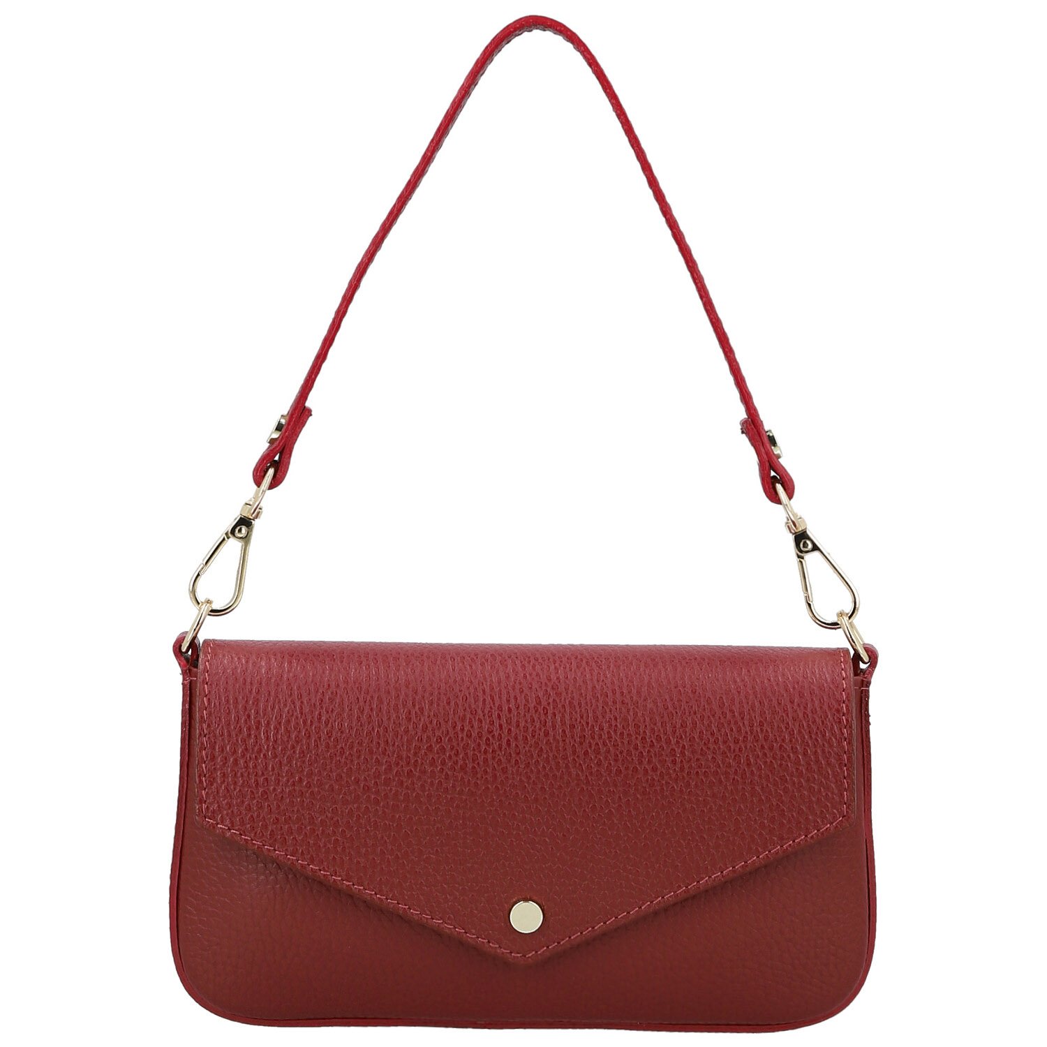 Dámská kožená kabelka na rameno tmavě červená - Delami Vera Pelle Aksely