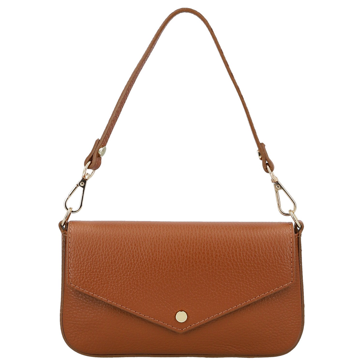 Dámská kožená kabelka na rameno koňaková - Delami Vera Pelle Aksely