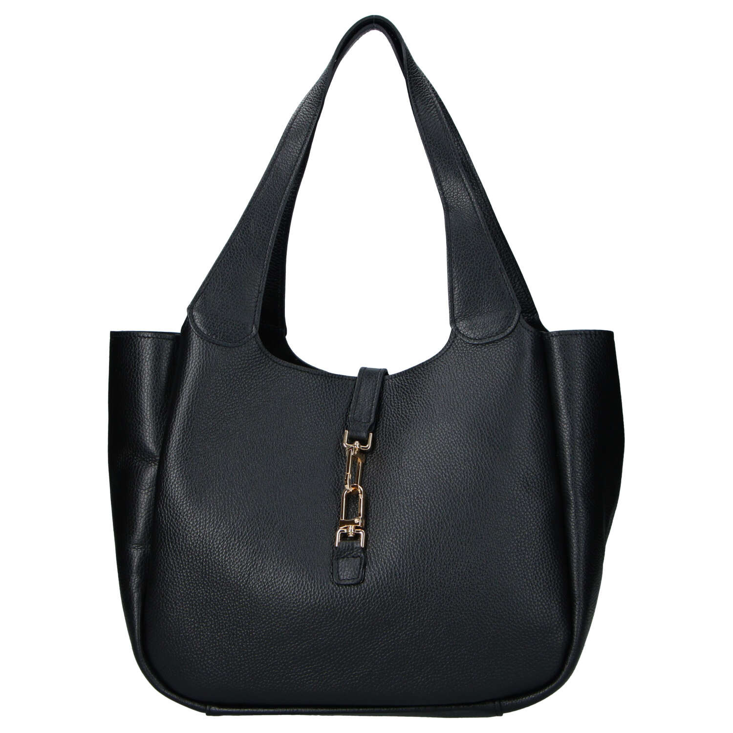 Dámská kožená kabelka přes rameno černá - Delami Vera Pelle Valentina