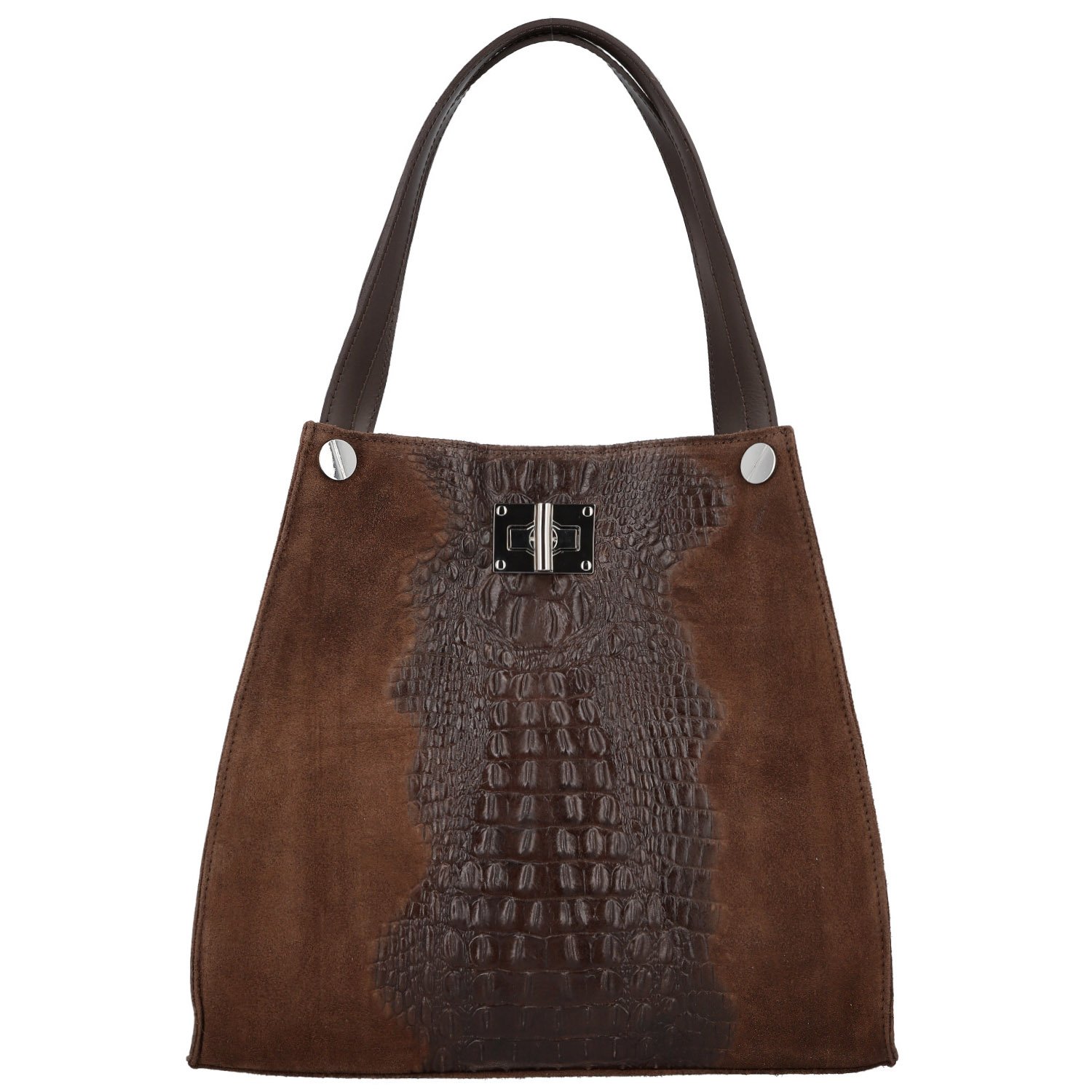 Dámská kožená kabelka na rameno tmavě hnědá - Delami Vera Pelle Jasmin