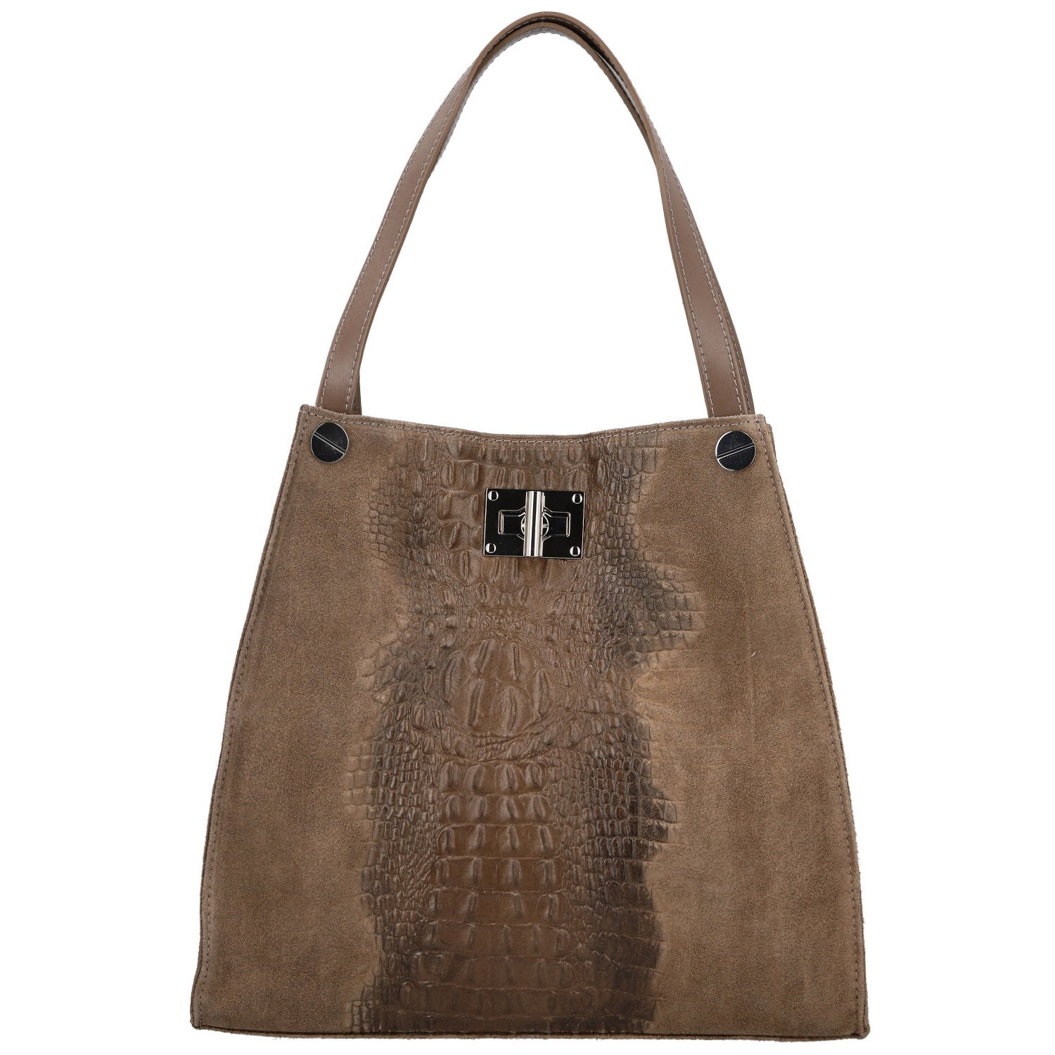 Dámská kožená kabelka na rameno taupe - Delami Vera Pelle Jasmin