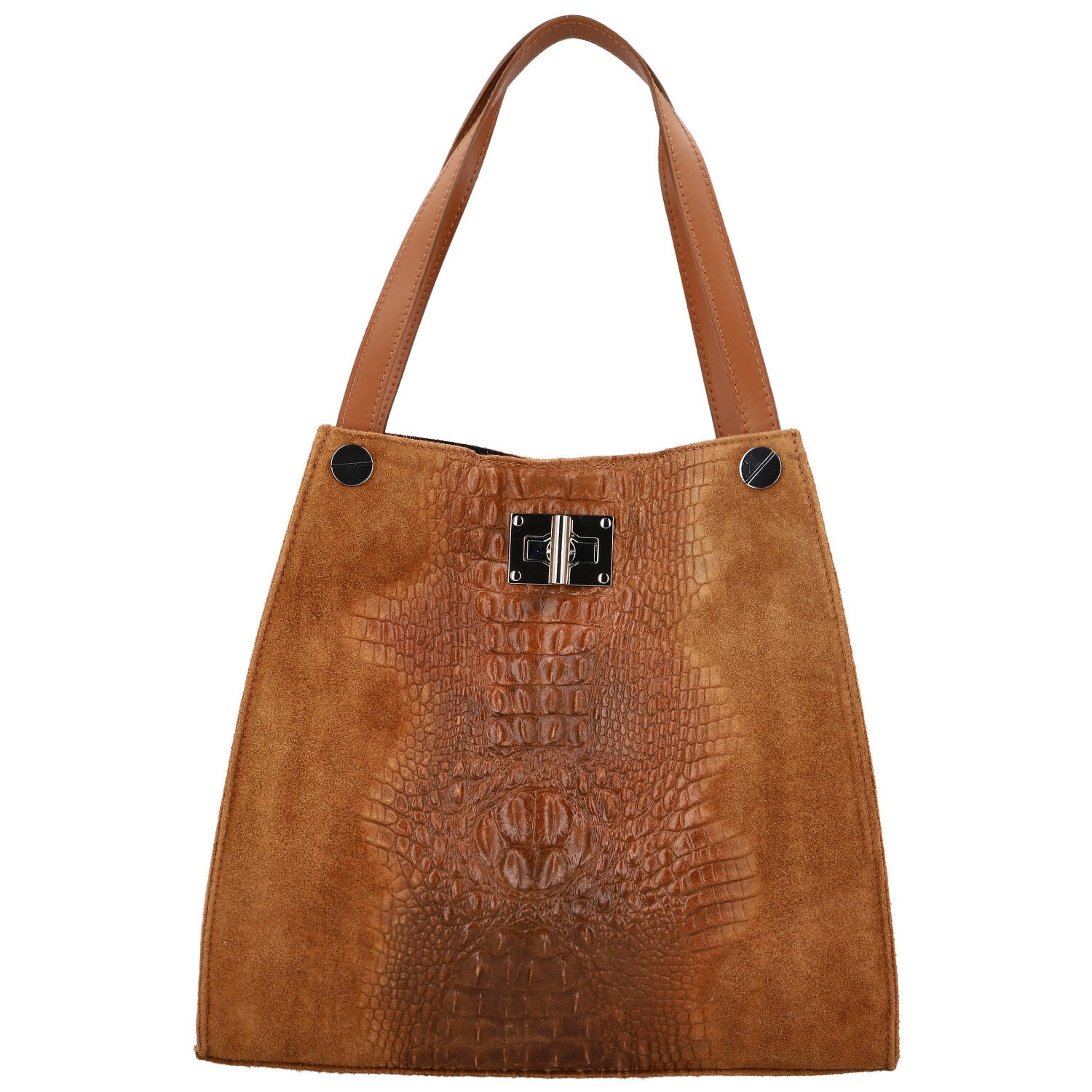 Dámská kožená kabelka na rameno koňaková - Delami Vera Pelle Jasmin