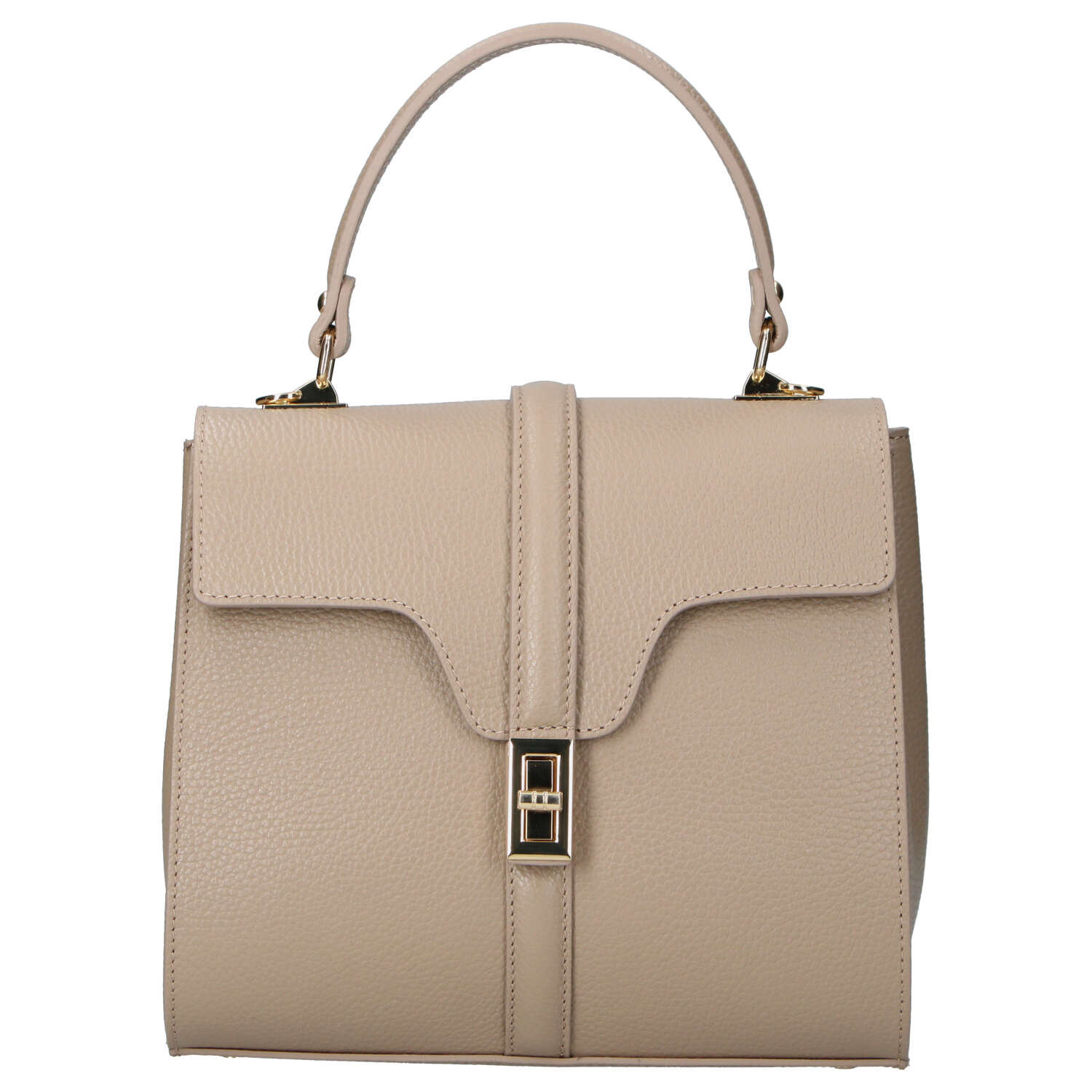 Dámská kožená kabelka do ruky tmavě béžová - Delami Vera Pelle Alessia