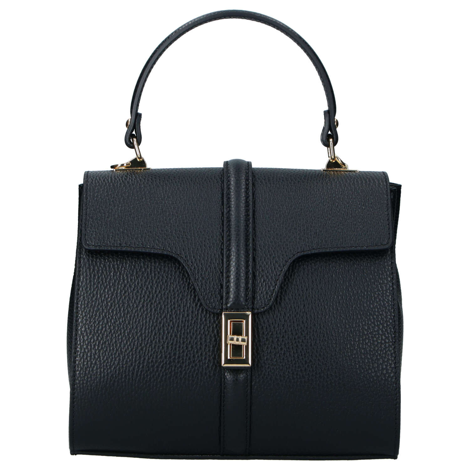 Dámská kožená kabelka do ruky černá - Delami Vera Pelle Alessia