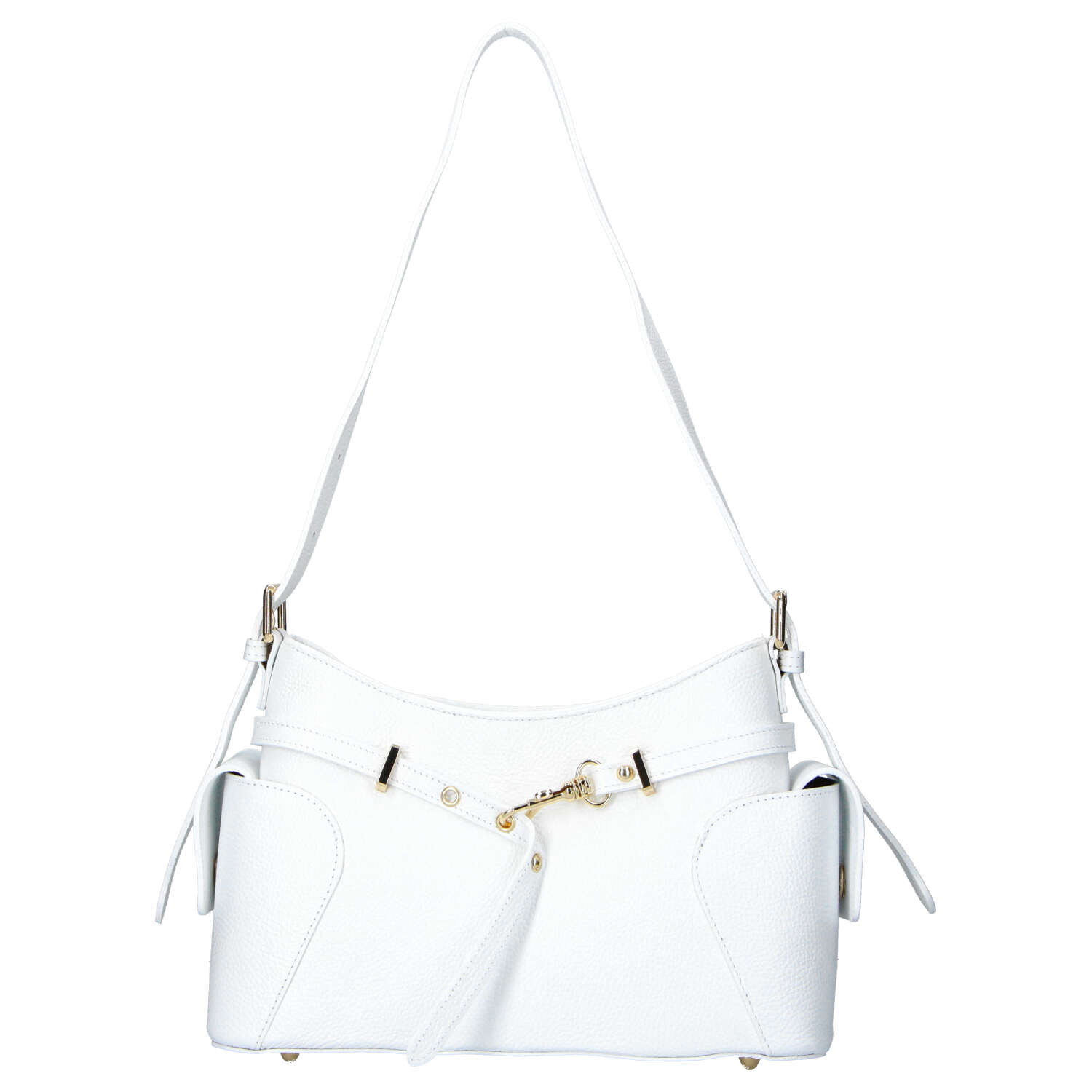 Dámská kožená kabelka přes rameno bílá - Delami Vera Pelle Slusch