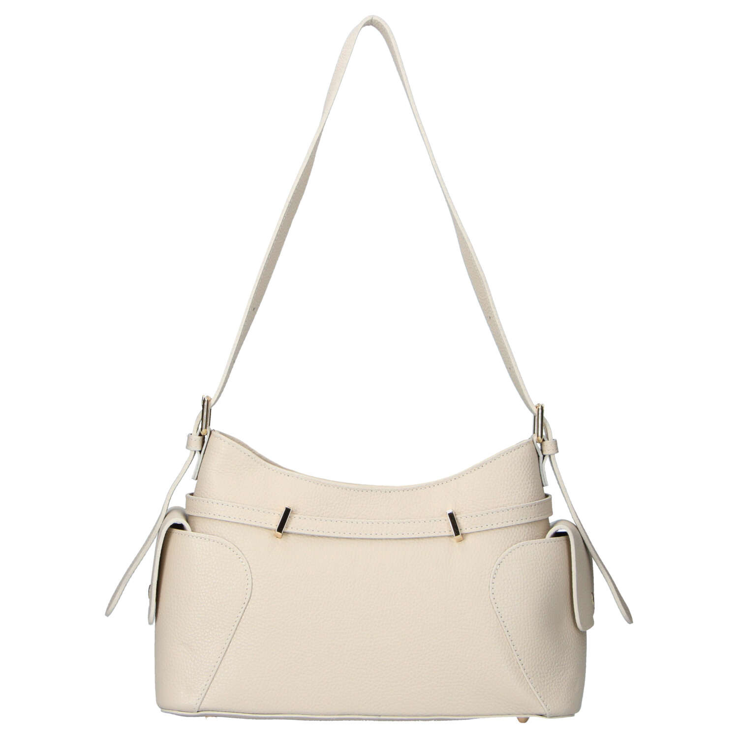 Dámská kožená kabelka přes rameno béžová - Delami Vera Pelle Slusch