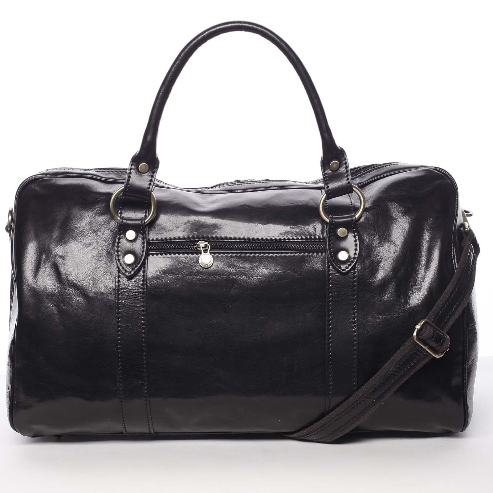 Cestovní kožená taška černá - Delami Vera Pelle Equado