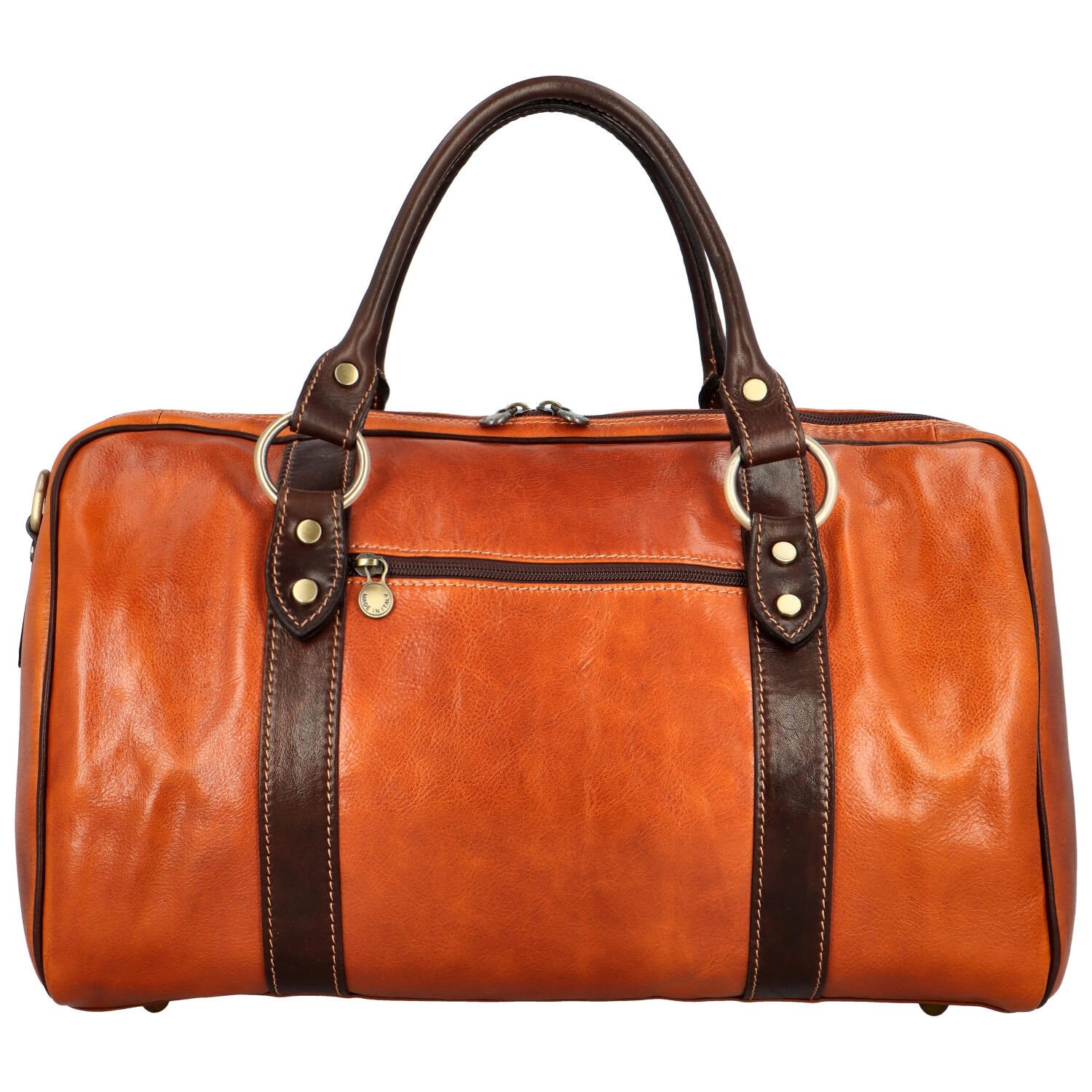 Cestovní kožená taška koňakovo/hnědá - Delami Vera Pelle Petrit