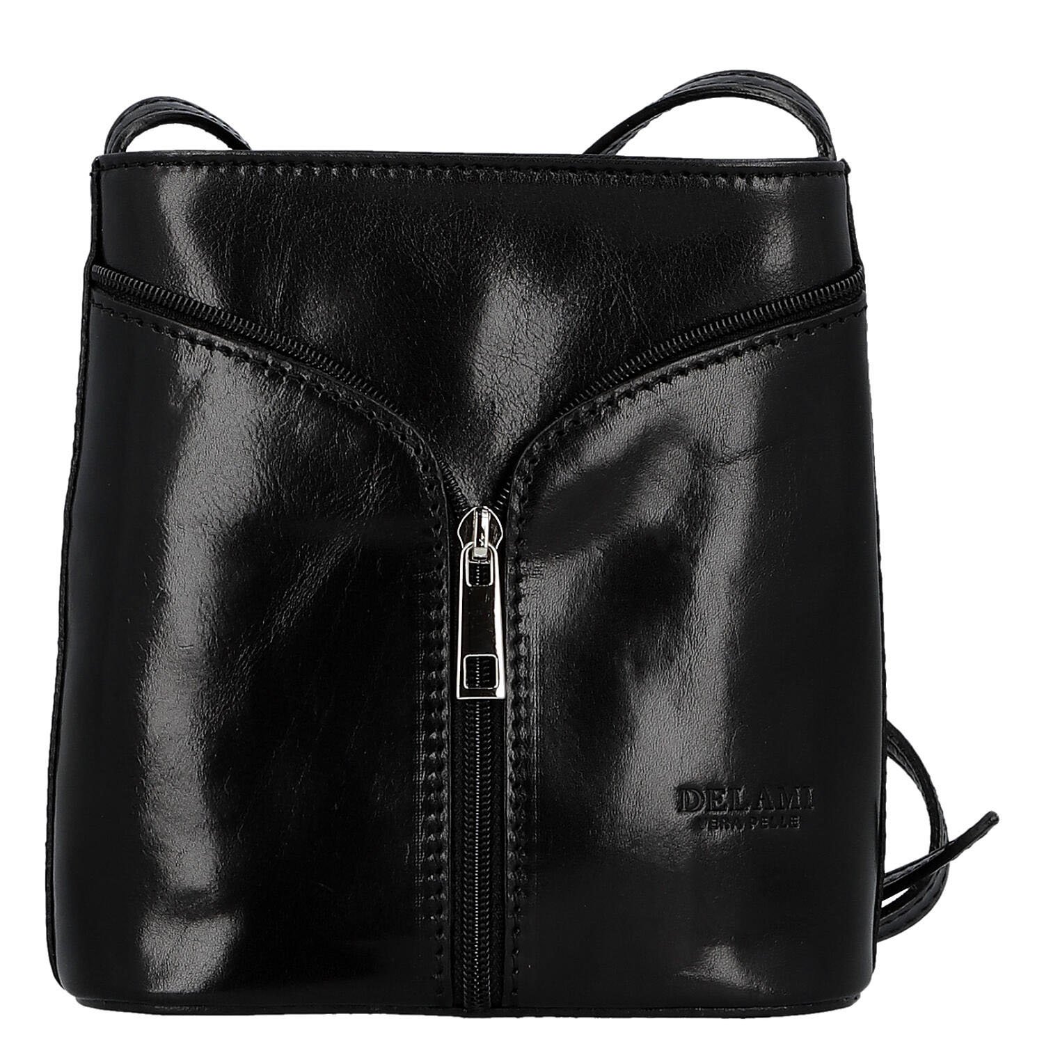 Dámská kožená crossbody kabelka černá - Delami Vera Pelle Orsolya 