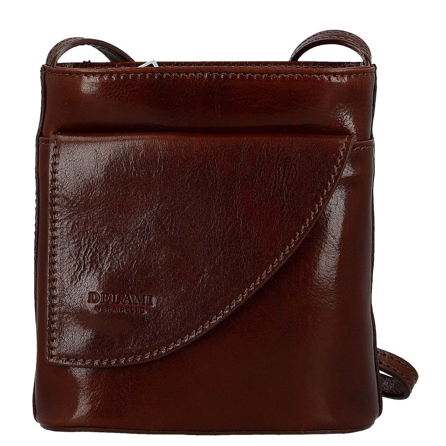 Dámská kožená crossbody kabelka hnědá - Delami Vera Pelle Ilaria