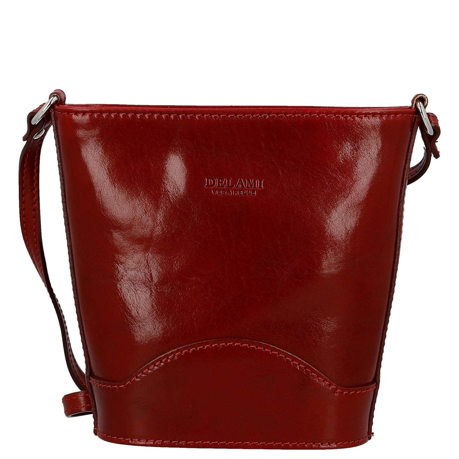 Dámská kožená crossbody kabelka červená - Delami Vera Pelle Saimix