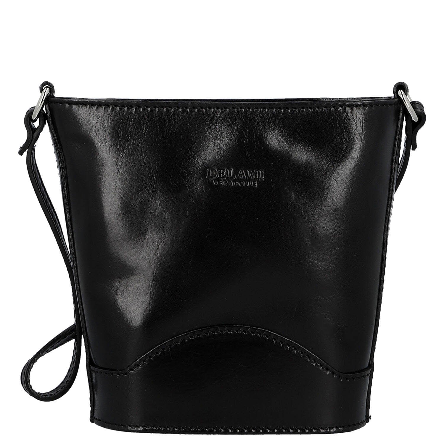 Dámská kožená crossbody kabelka černá - Delami Vera Pelle Saimix