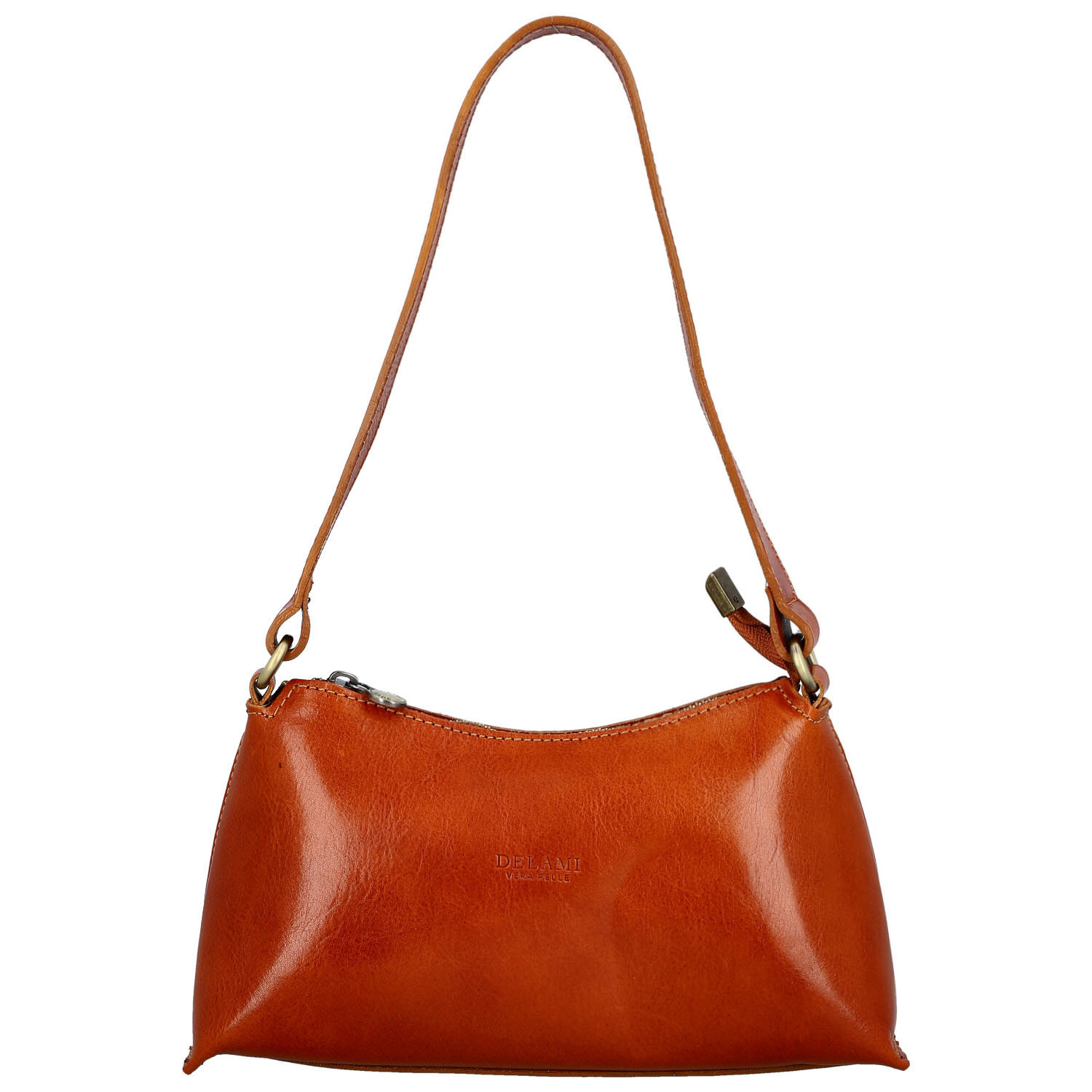 Dámská kožená kabelka na rameno koňaková - Delami Vera Pelle Araxi