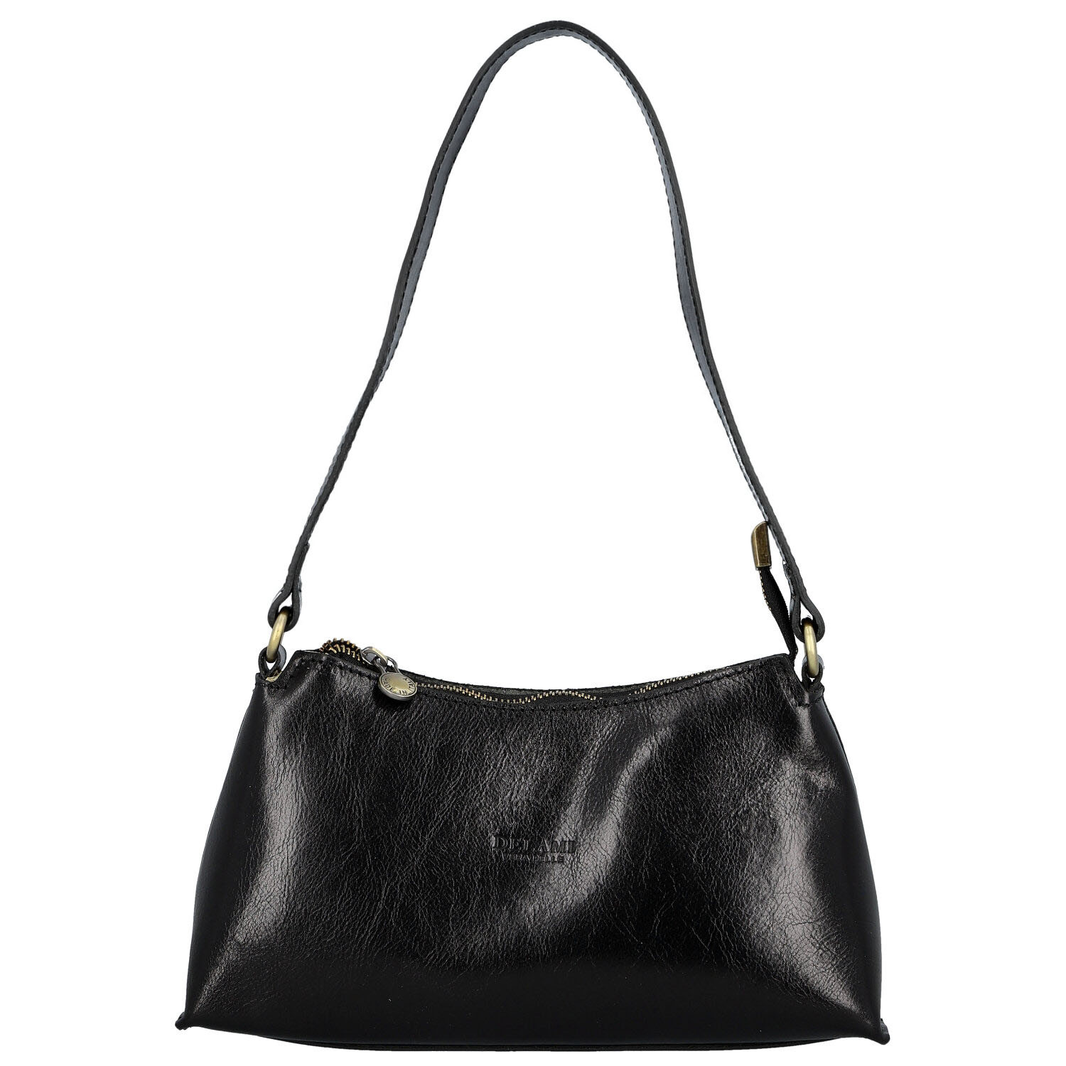 Dámská kožená kabelka na rameno černá - Delami Vera Pelle Araxi