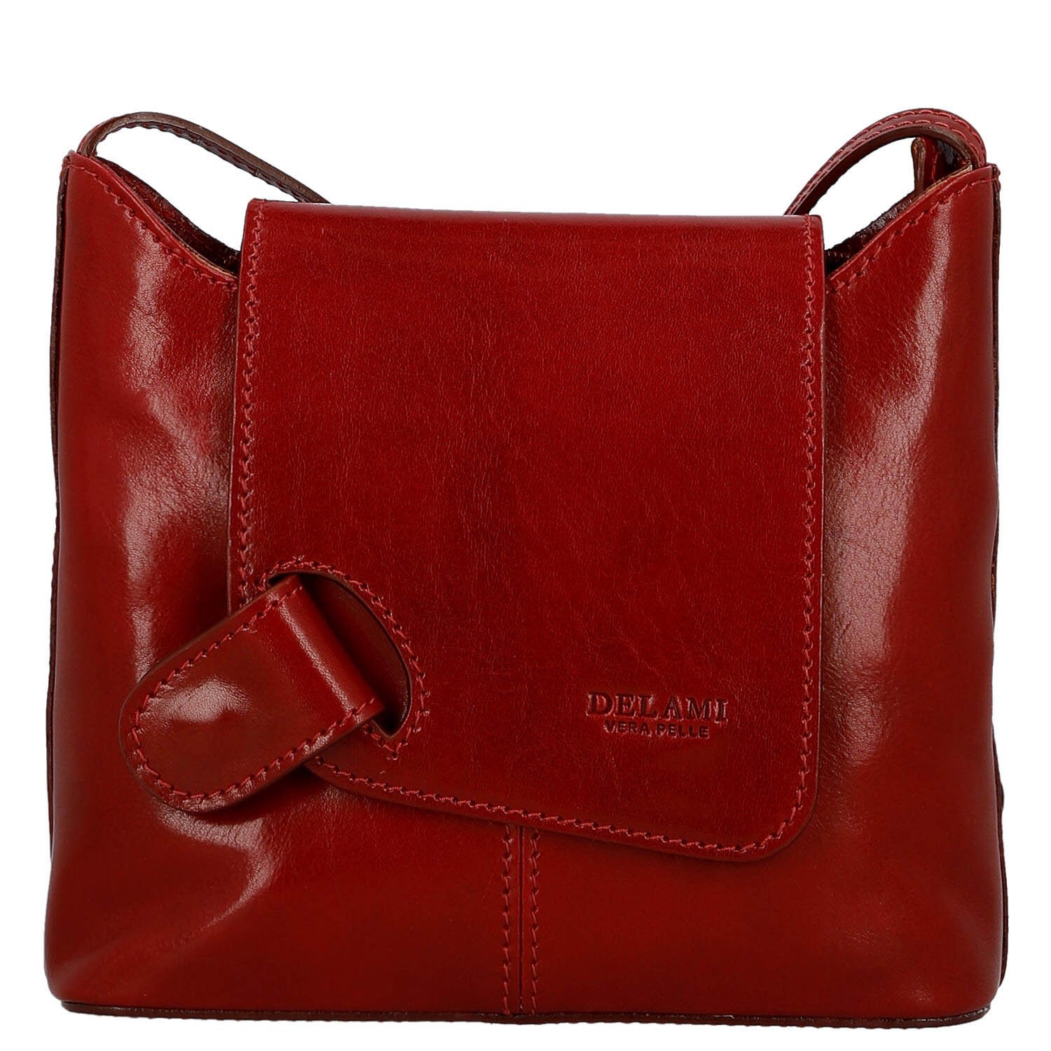 Dámská kožená crossbody kabelka červená - Delami Vera Pelle Belisa