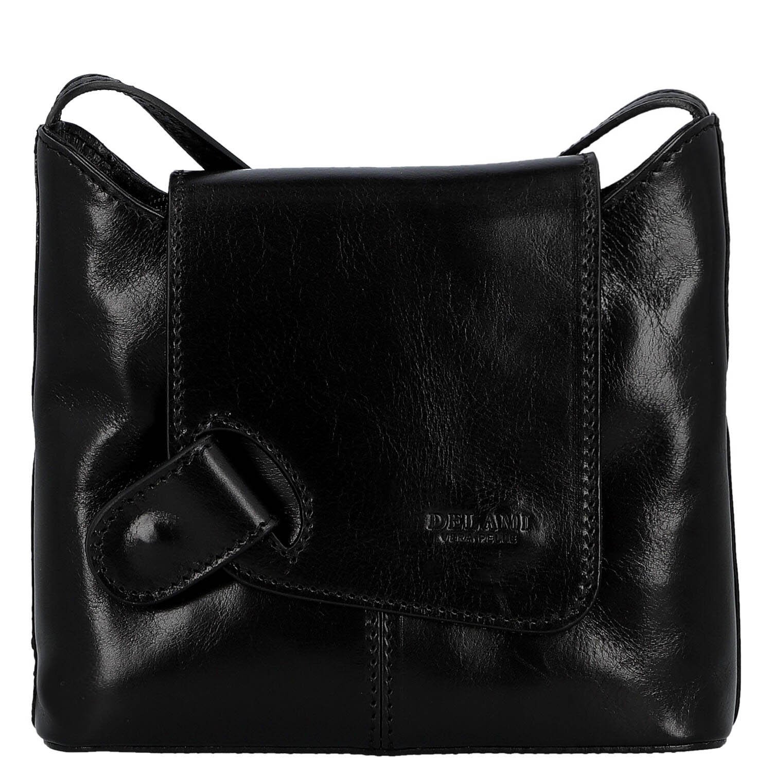 Dámská kožená crossbody kabelka černá - Delami Vera Pelle Belisa