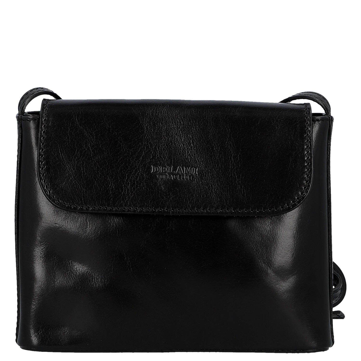 Dámská kožená crossbody kabelka černá - Delami Vera Pelle Maryam New