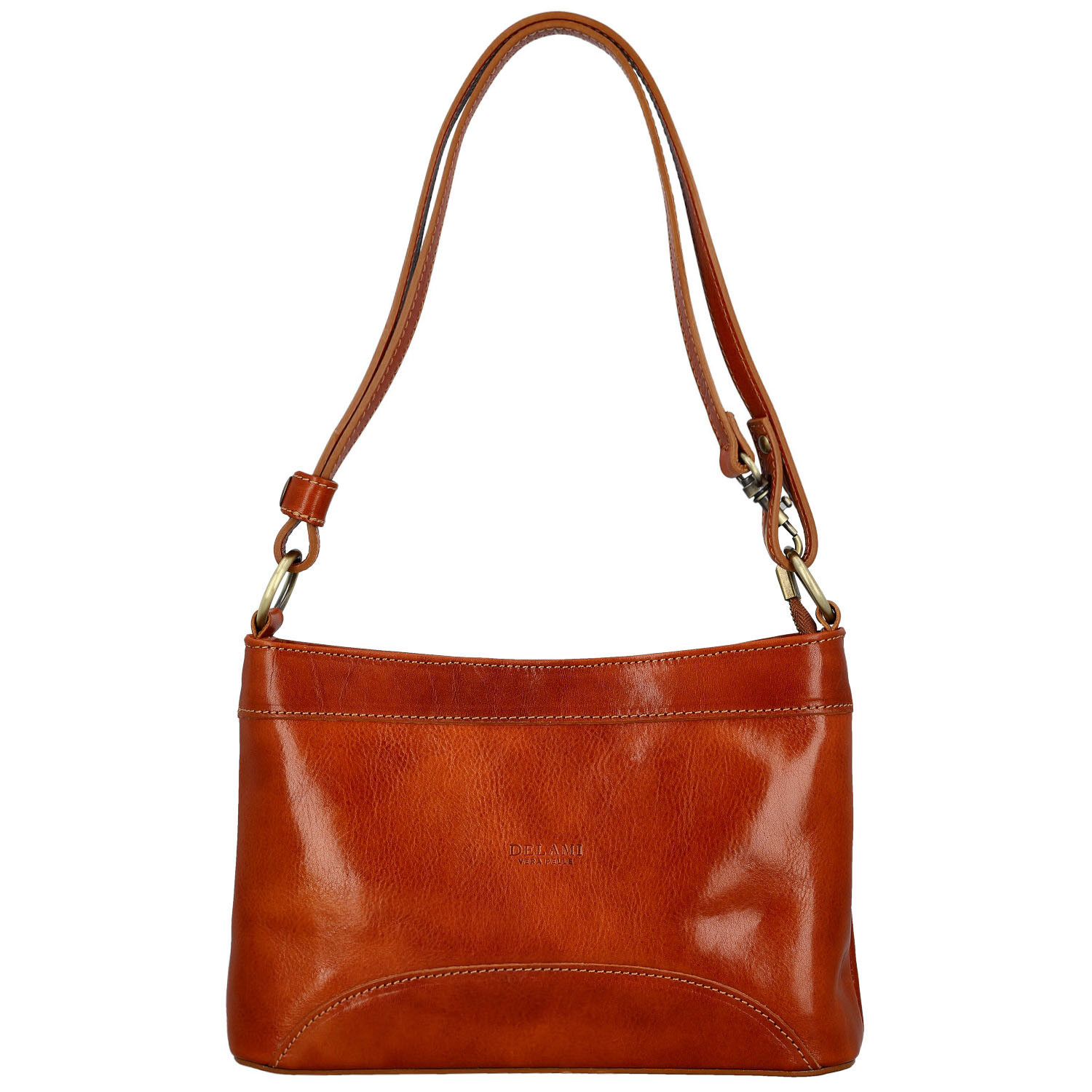 Dámská kožená kabelka na rameno koňaková - Delami Vera Pelle Kilveri