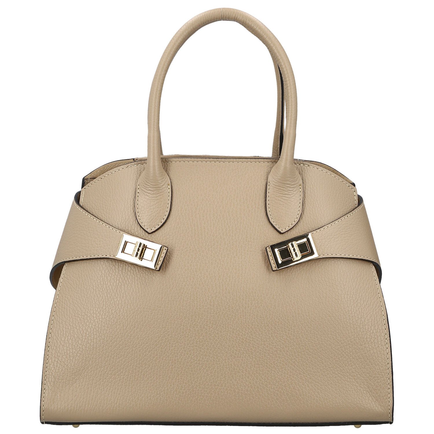 Dámská kožená kabelka do ruky béžová - Delami Vera Pelle Seia