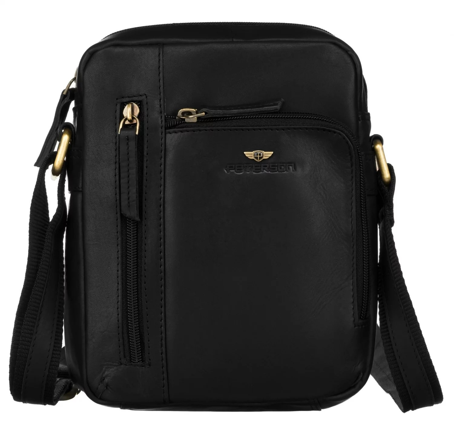 Pánská kožená crossbody taška černá - Peterson Ridas