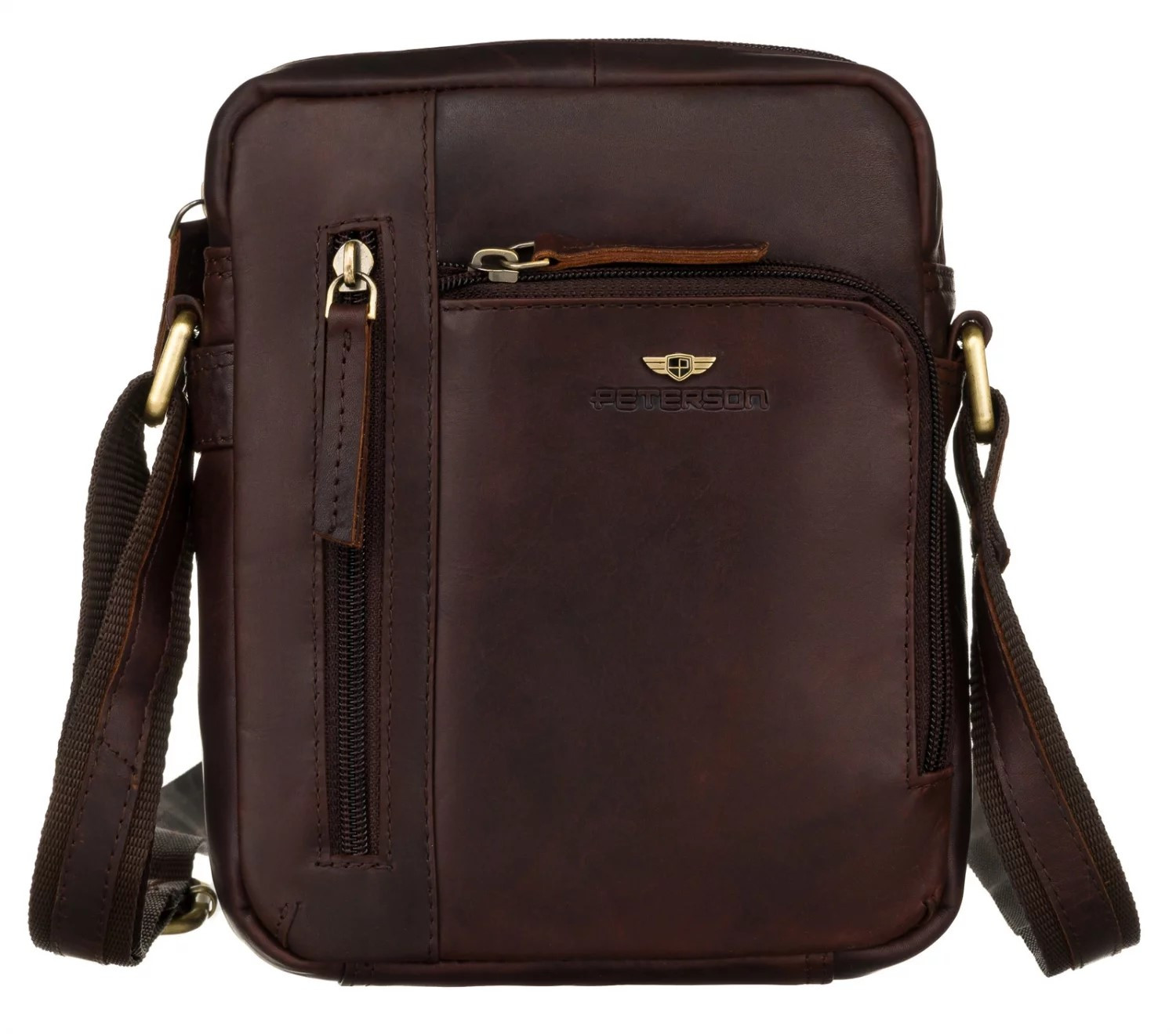 Pánská kožená crossbody taška hnědá - Peterson Ridas