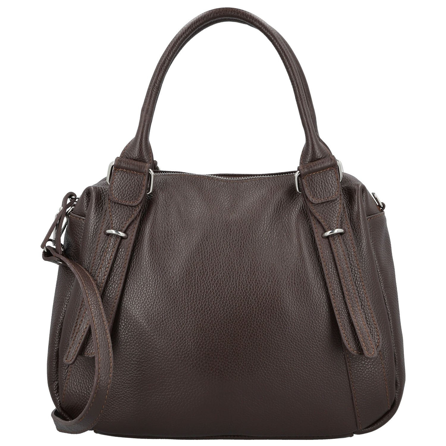 Dámská kožená kabelka na rameno tmavě hnědá - Delami Vera Pelle Tirza