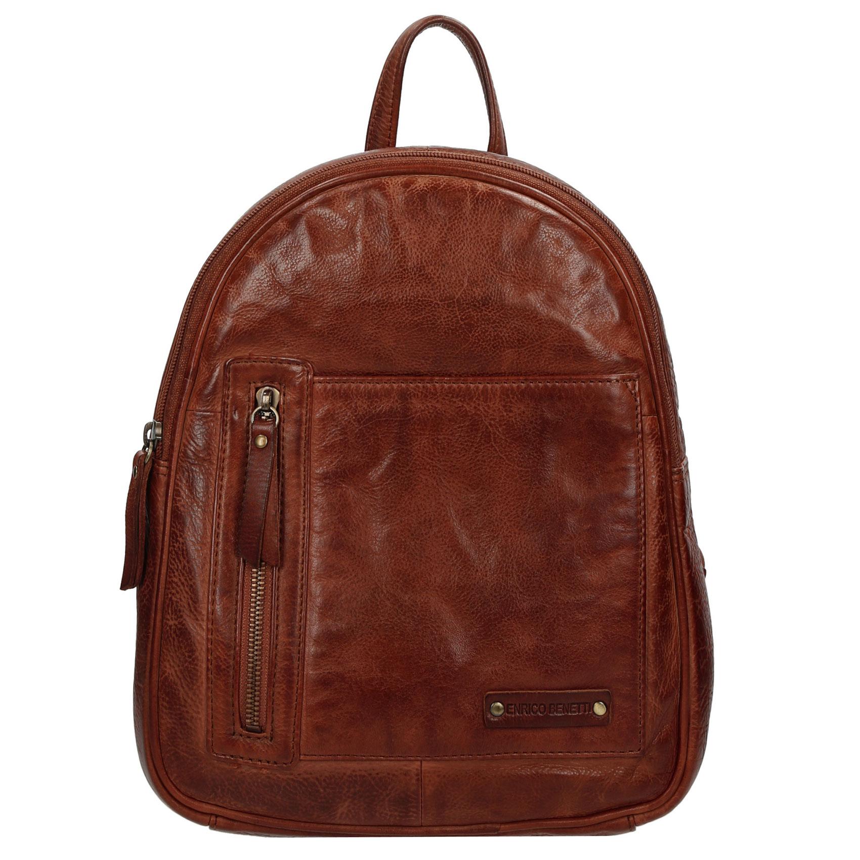 Dámský luxusní kožený batůžek hnědý - Enrico Benetti Broof