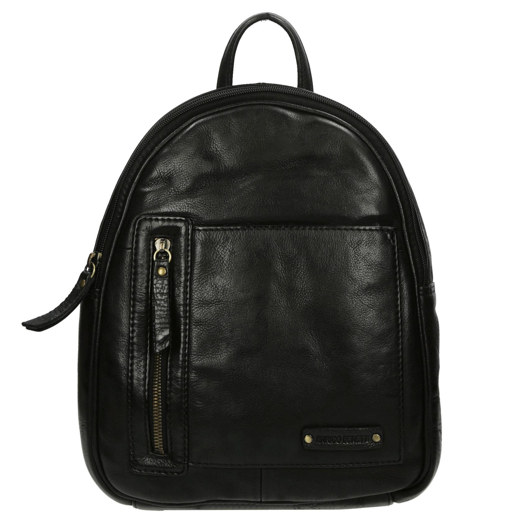 Dámský luxusní kožený batůžek černý - Enrico Benetti Broof
