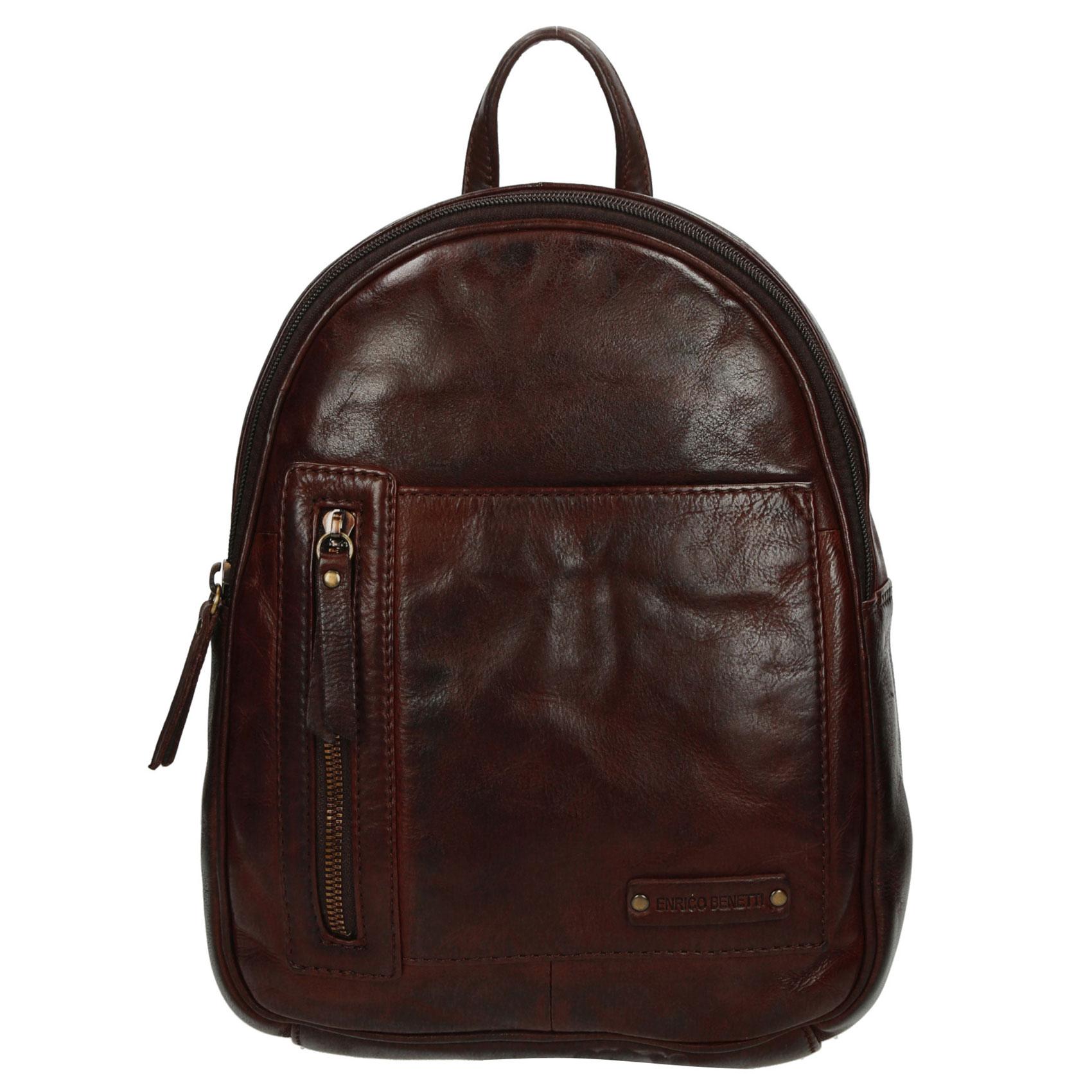 Dámský luxusní kožený batůžek tmavě hnědý - Enrico Benetti Broof
