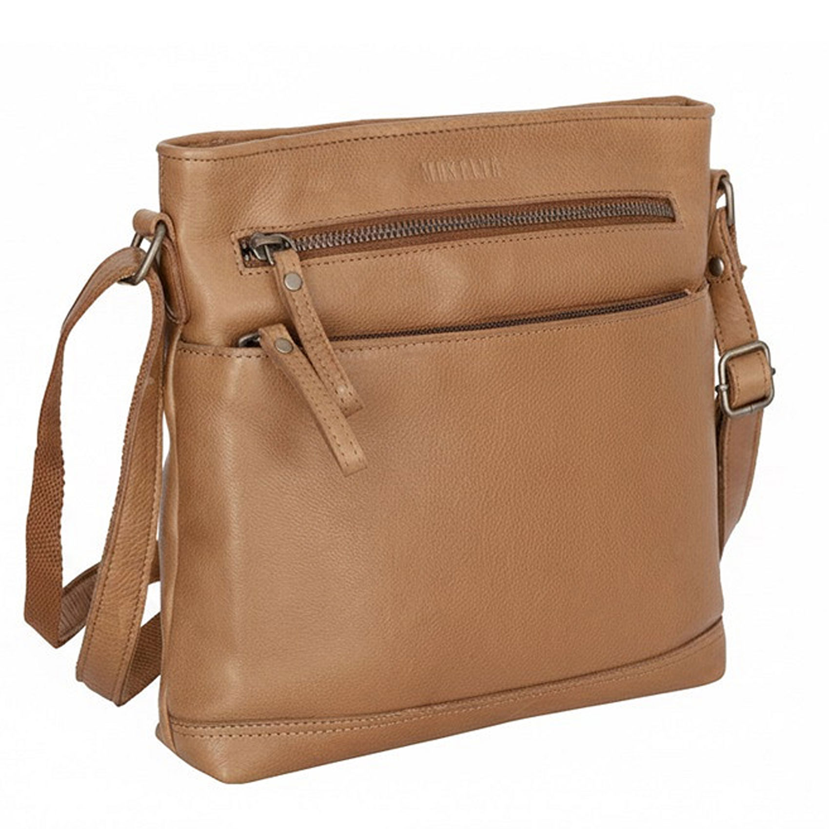 Dámská kožená crossbody kabelka světlá taupe - Mustang Benina