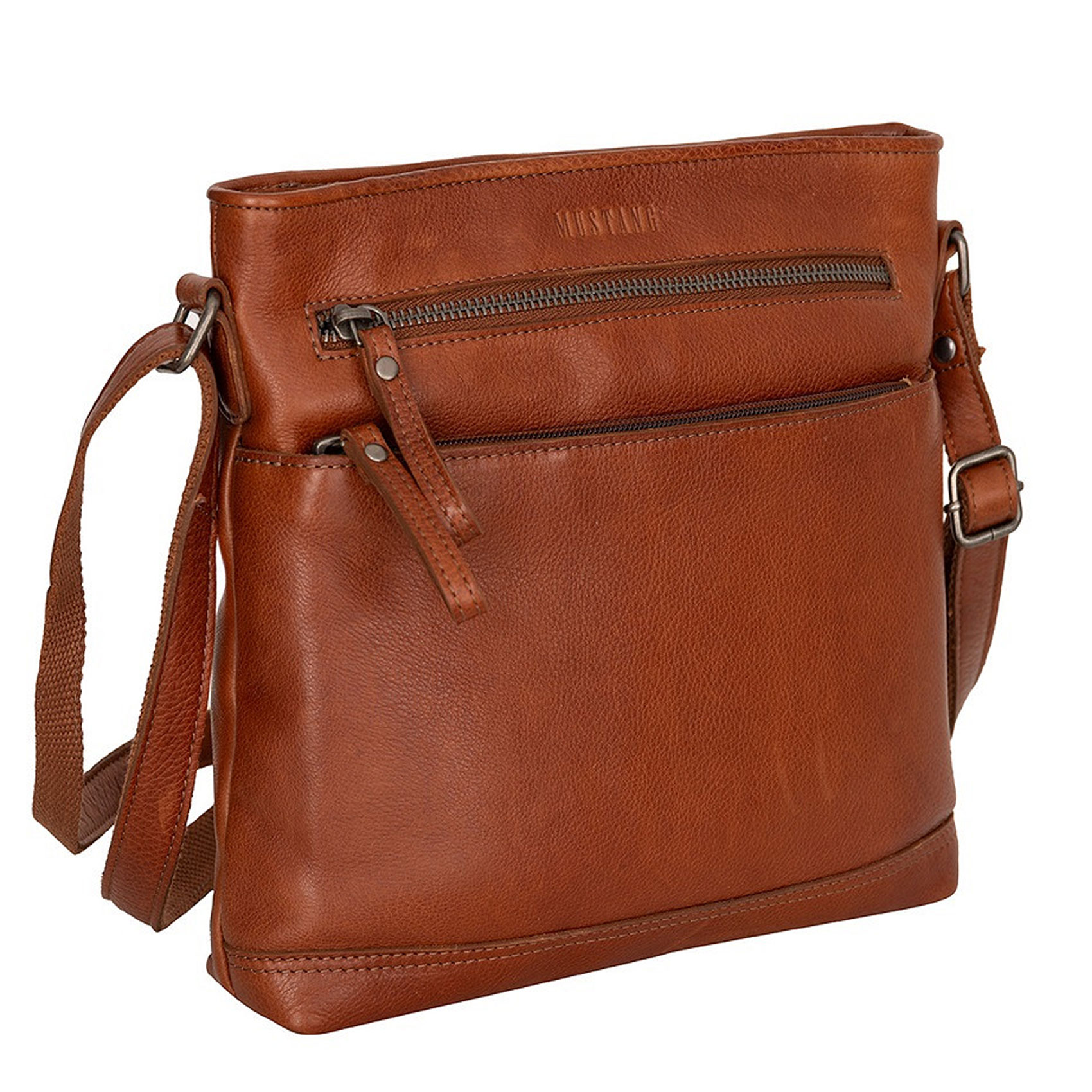 Dámská kožená crossbody kabelka koňaková - Mustang Benina