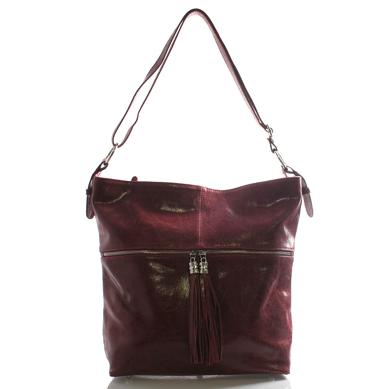 Červená kožená velká crossbody kabelka ItalY Isabel