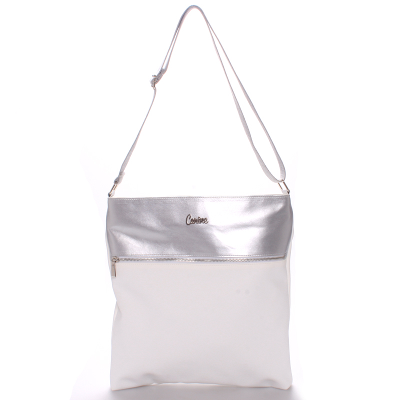 Dámská luxusní crossbody kabelka bílo stříbrná - Carine Coletta