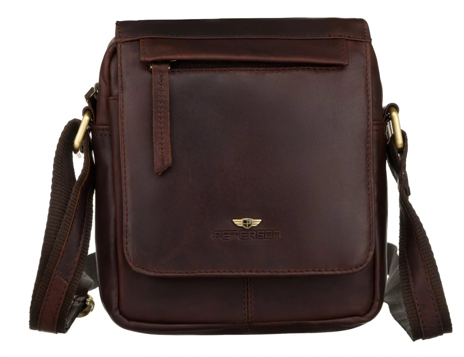 Pánská kožená crossbody taška hnědá - Peterson Maxin