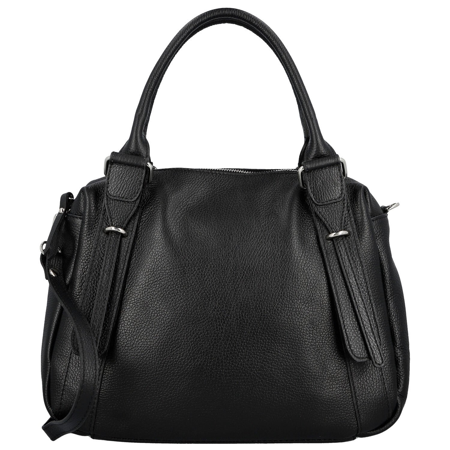 Dámská kožená kabelka na rameno černá - Delami Vera Pelle Tirza