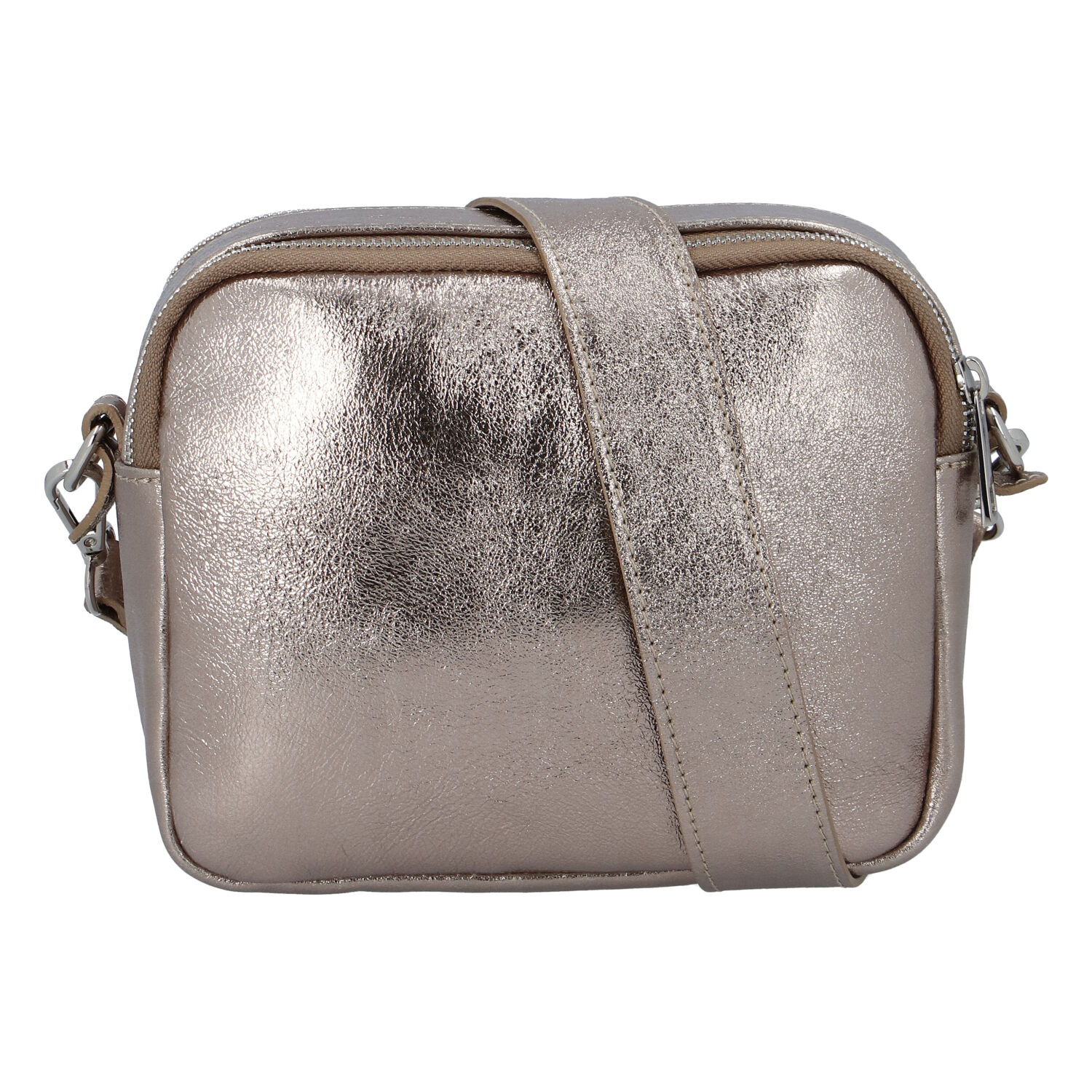 Kožená crossbody kabelka bronzová - ItalY Quadro